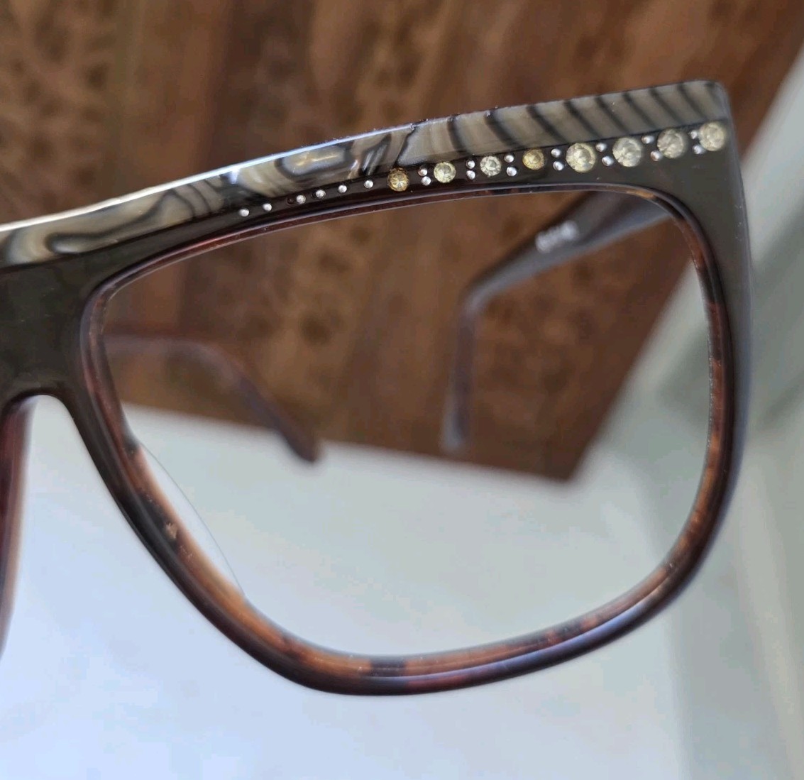Vtg Diva Flat Top Sunglass Frames Only Oleg Cassini Rhinestones Oversized Read