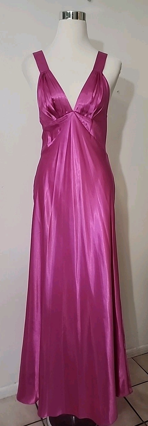 FREDERICK’S OF HOLLYWOOD Liquid Satin 90s Vtg Art Deco Glam Bombshell Pinup Sz L
