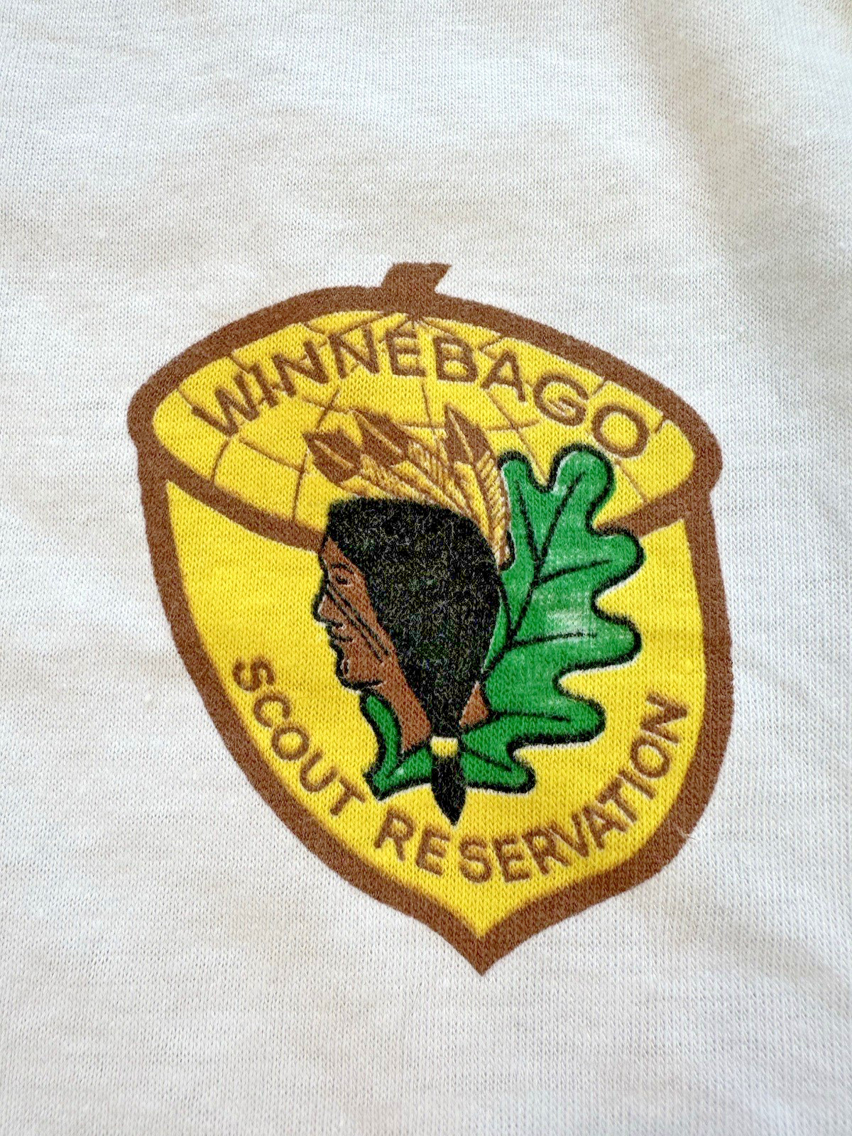 vintage 70’s WINNEBAGO SCOUT RESERVATION camp ringer T SHIRT clean SMALL