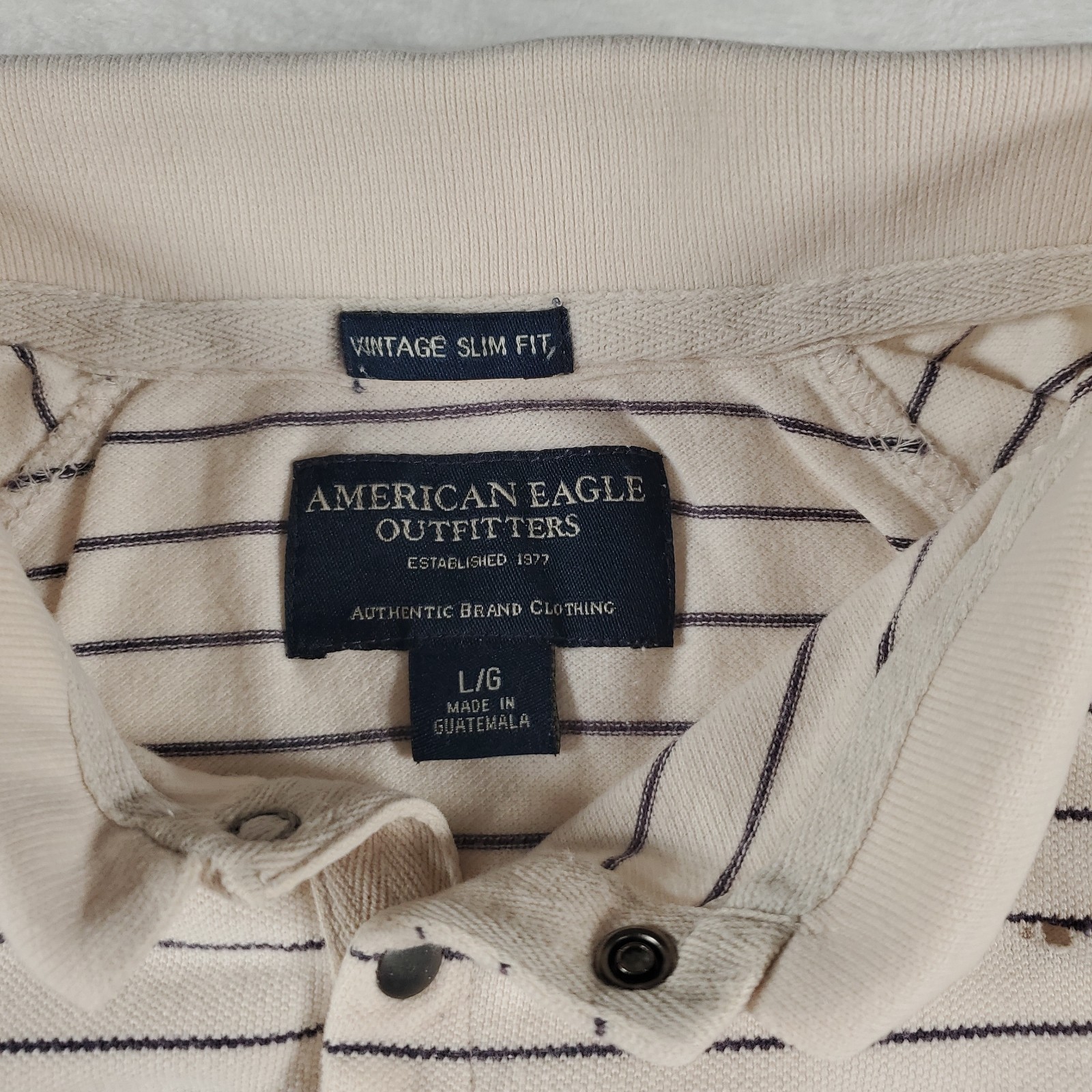 Vintage American Eagle Rugby Long Sleeve Polo Shirt Mens Large White Striped Y2K