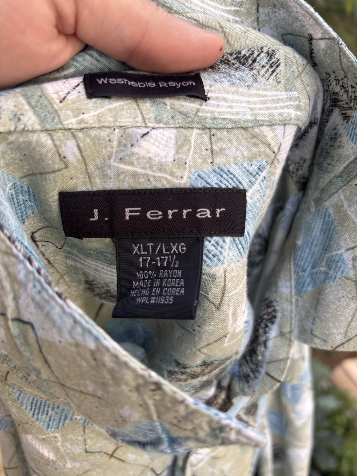 Vintage J. Ferrar “Washable Rayon” Button Modern Mod Shirt – Size XLT 17-17.5
