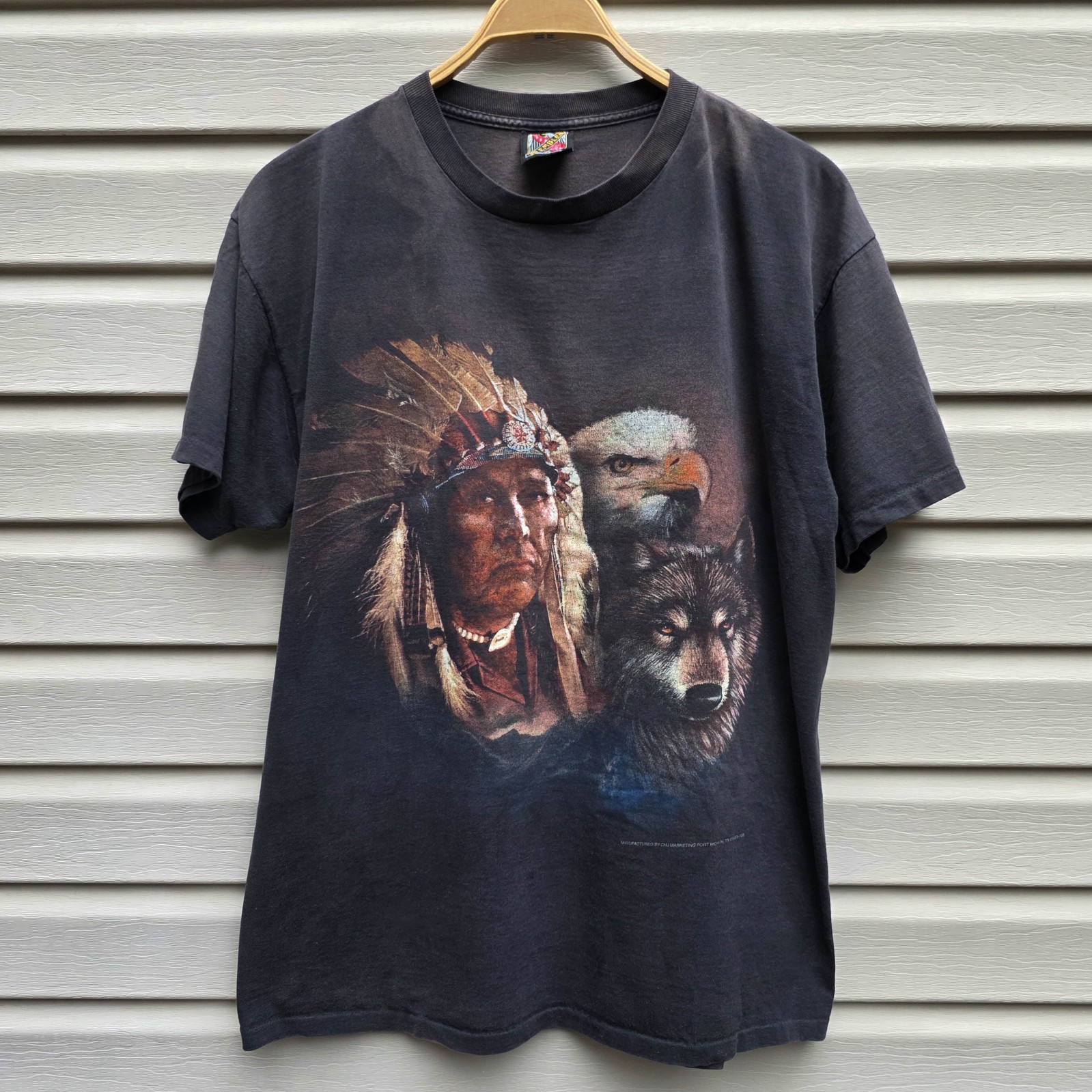 VTG 1993 3D Emblem Jack’s Leather Double Sided Single Stitch XL USA Tee Native