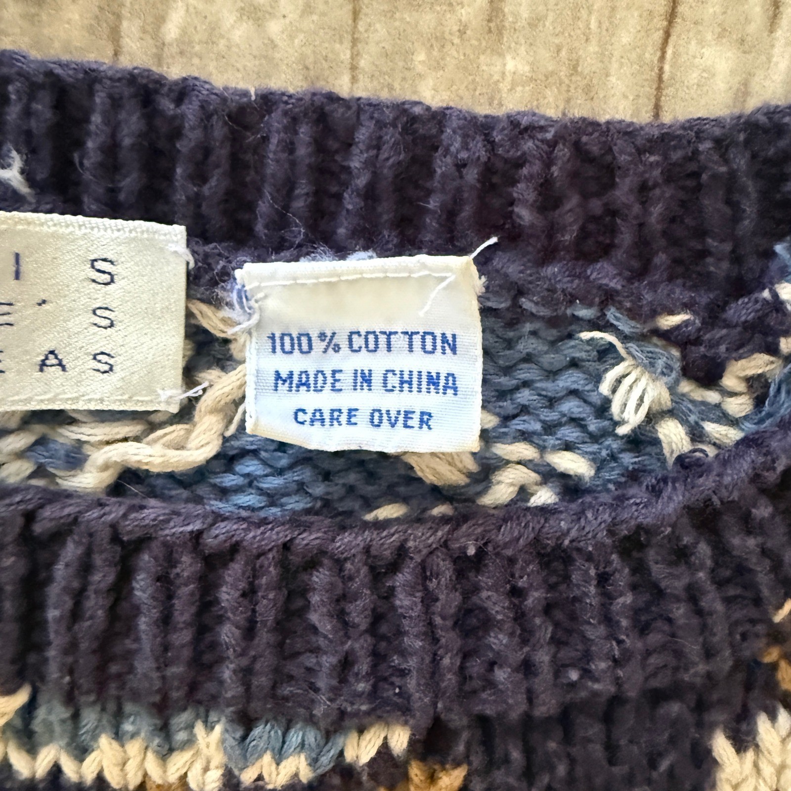 Vintage Perry Ellis Bloomingdales South China Seas Cotton Bird Leaf Sweater M