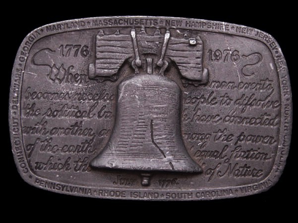 HL19150 VINTAGE 1975 ***BICENTENNIAL – LIBERTY BELL*** PEWTER BUCKLE