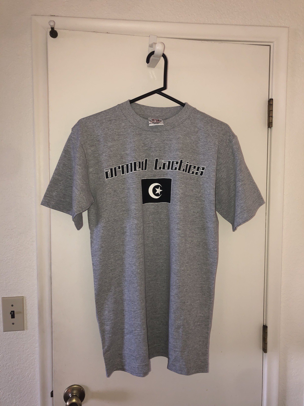 RARE VINTAGE 2000 ARMED TACTICS RECORDS SHIRT GREY MEDIUM HOUSE VAN HELDEN Y2K