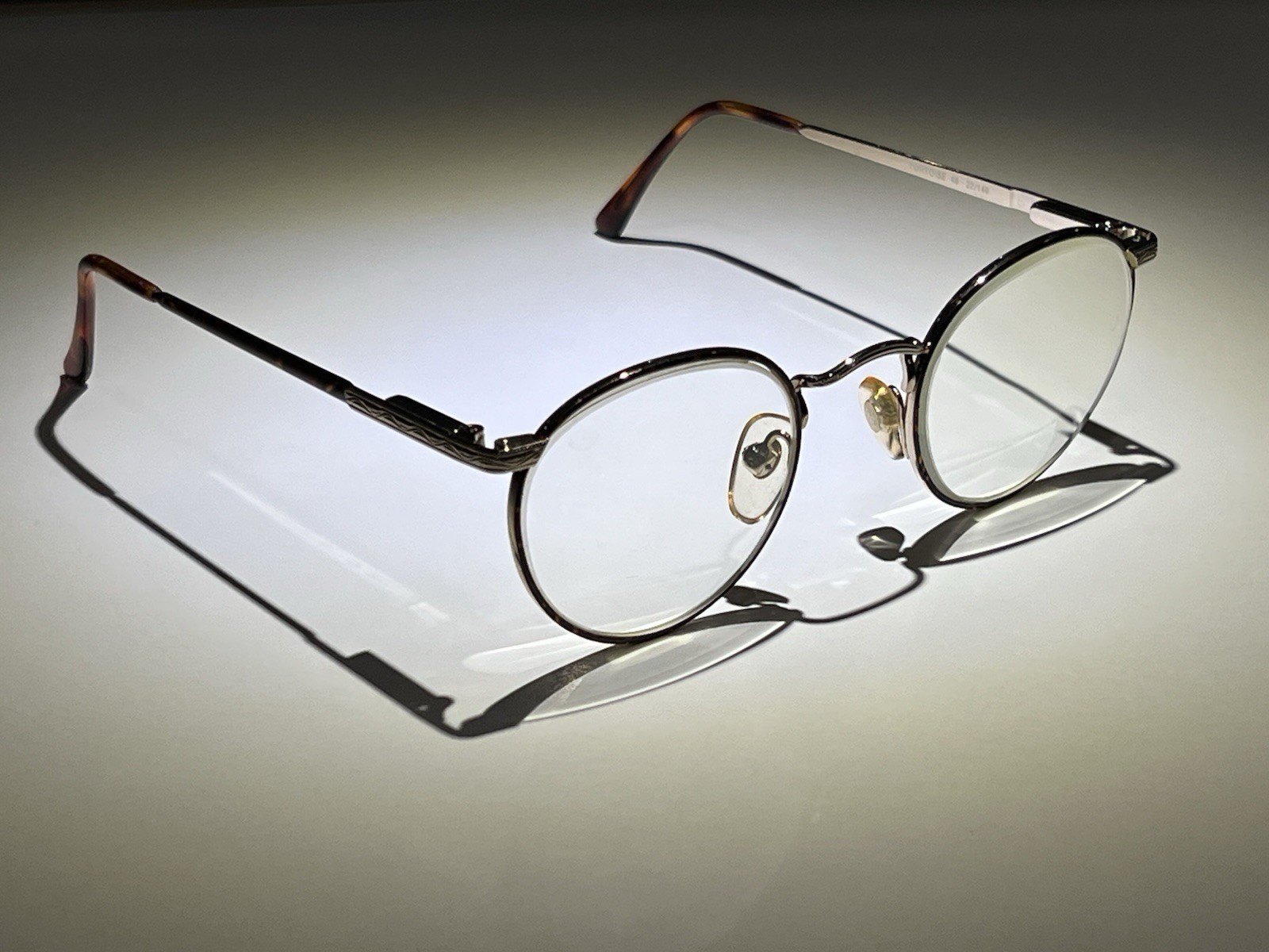 Vintage COAST Eyeglass Frames 409 Tortoise Round Rim Silver Tone Metal VTG