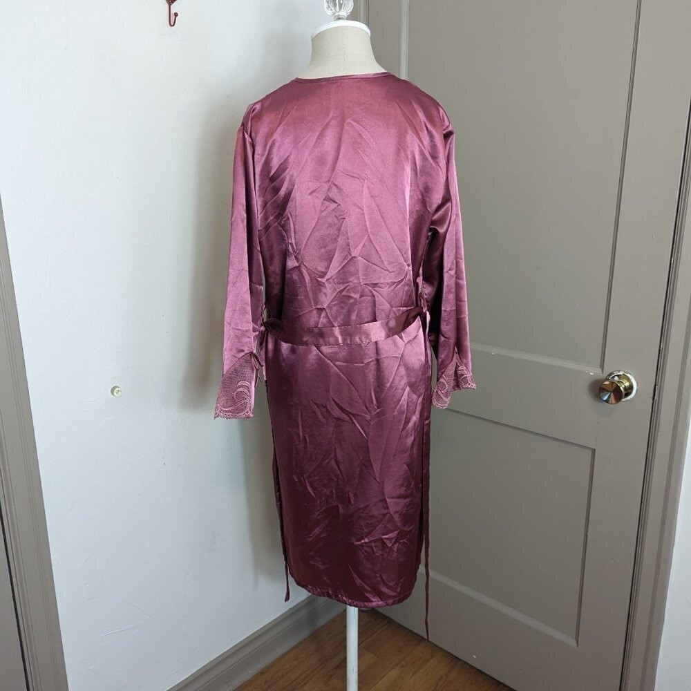 Vintage 90’s Dark Romance Robe Satin Sheer Lace Loungewear Lingerie Boho