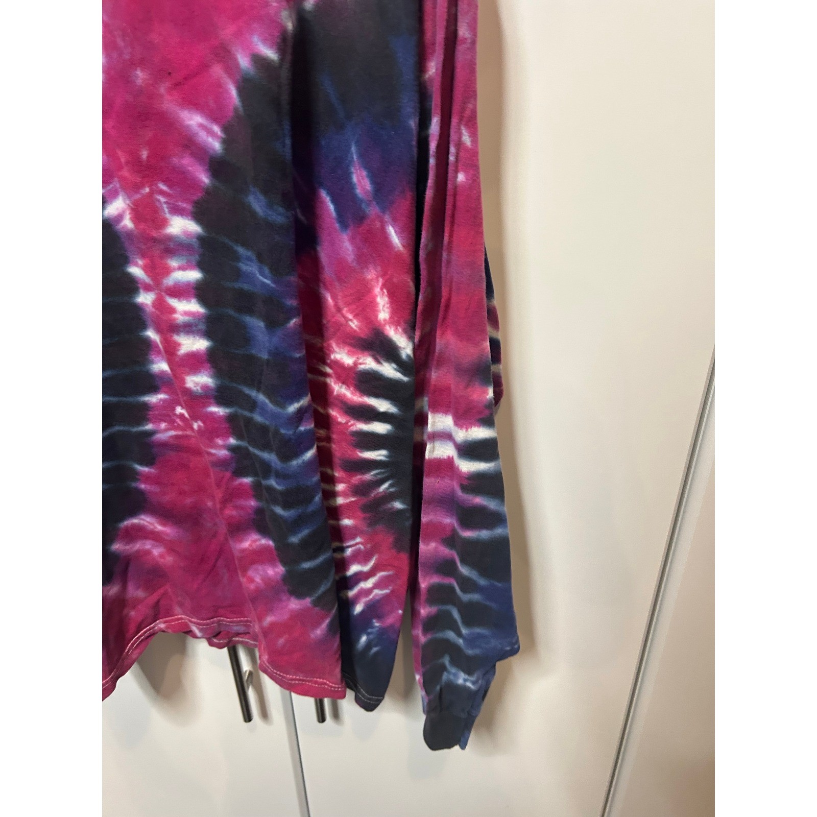 Vintage Hanes Beefy-T Tie Dye Long Sleeve Shirt Mens XXL Magenta Purple 90s Tee
