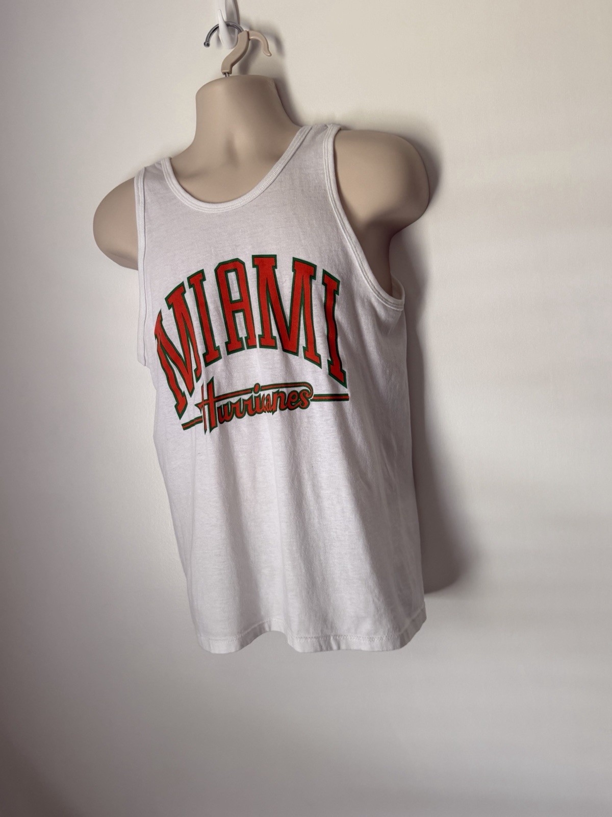 Vintage 90s Miami Hurricanes Tank Top Soffe Shirts Made in USA Large White