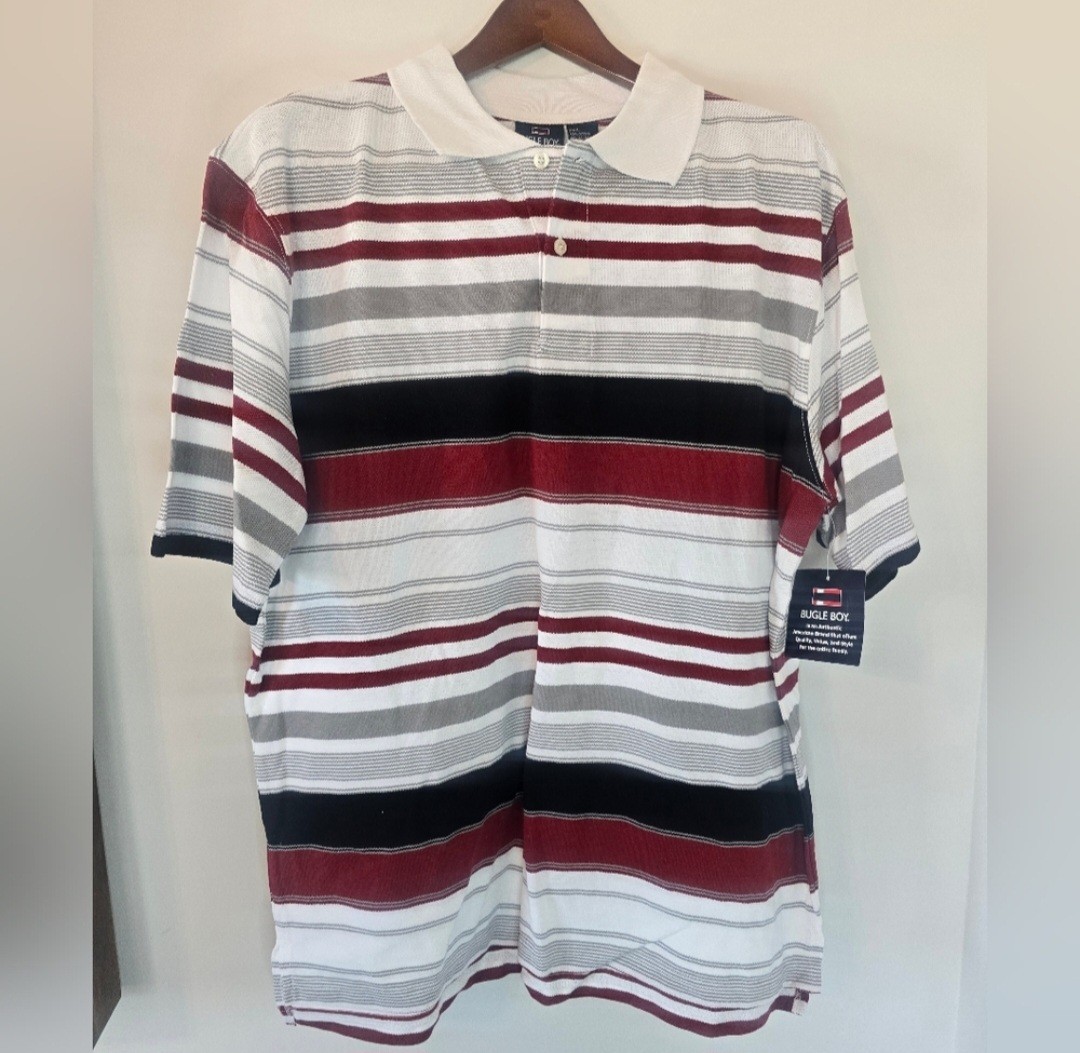Vintage Y2k Stripped Bugle Boy Knit Polos Size L NEW WITH TAGS.