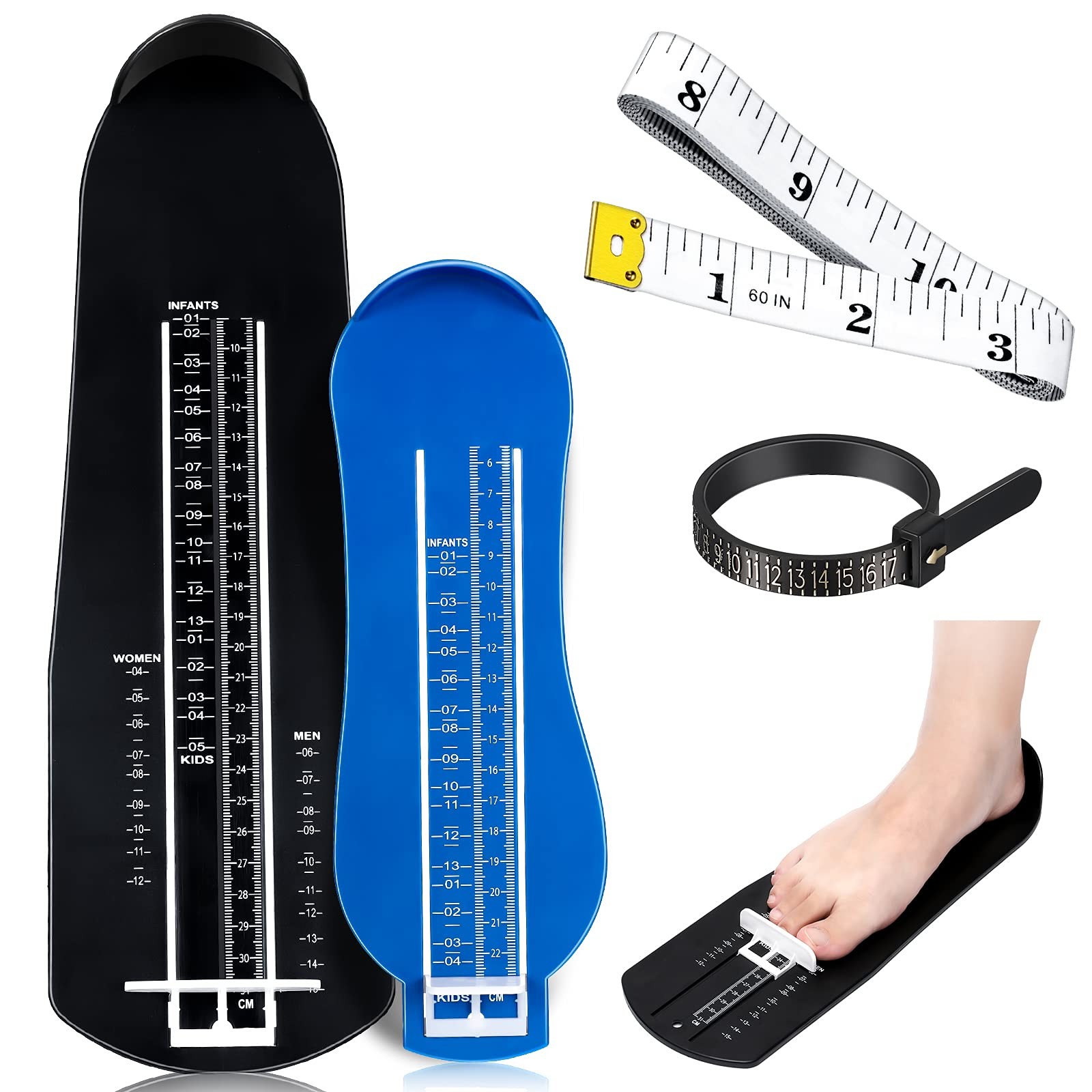 Weewooday 2 Pcs Foot Measurement Devices Shoes Size Measuring M, Blue