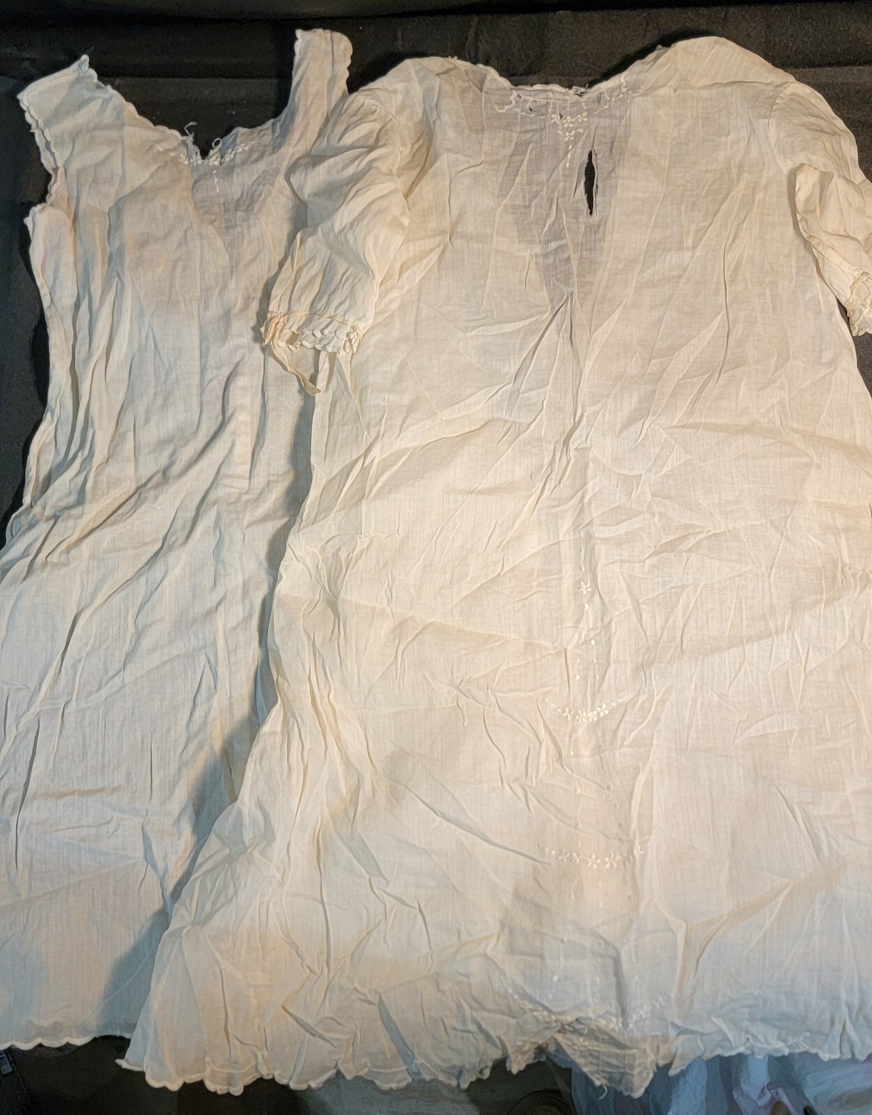 Embroidered Christening Gown Victorian Baptism Baby Vintage Cotton Night Dress