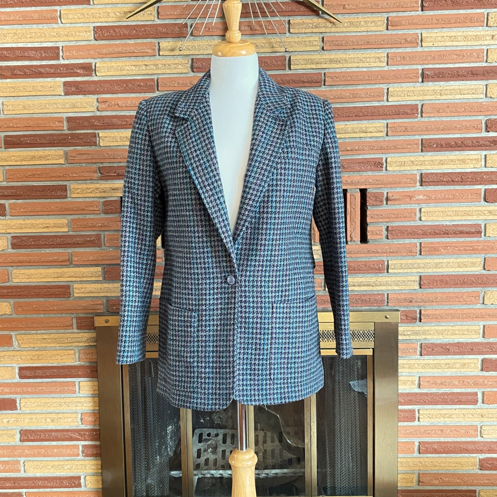 Womens 1980s Gray Tweed Blazer 38 Bust Small Medium Retro
