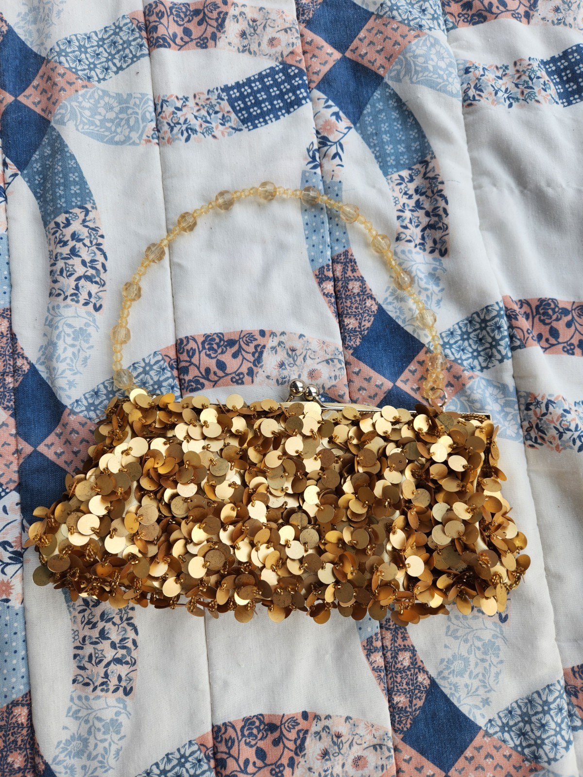 Vintage Gold Sequin Evening Clutch New Year’s Eve Party