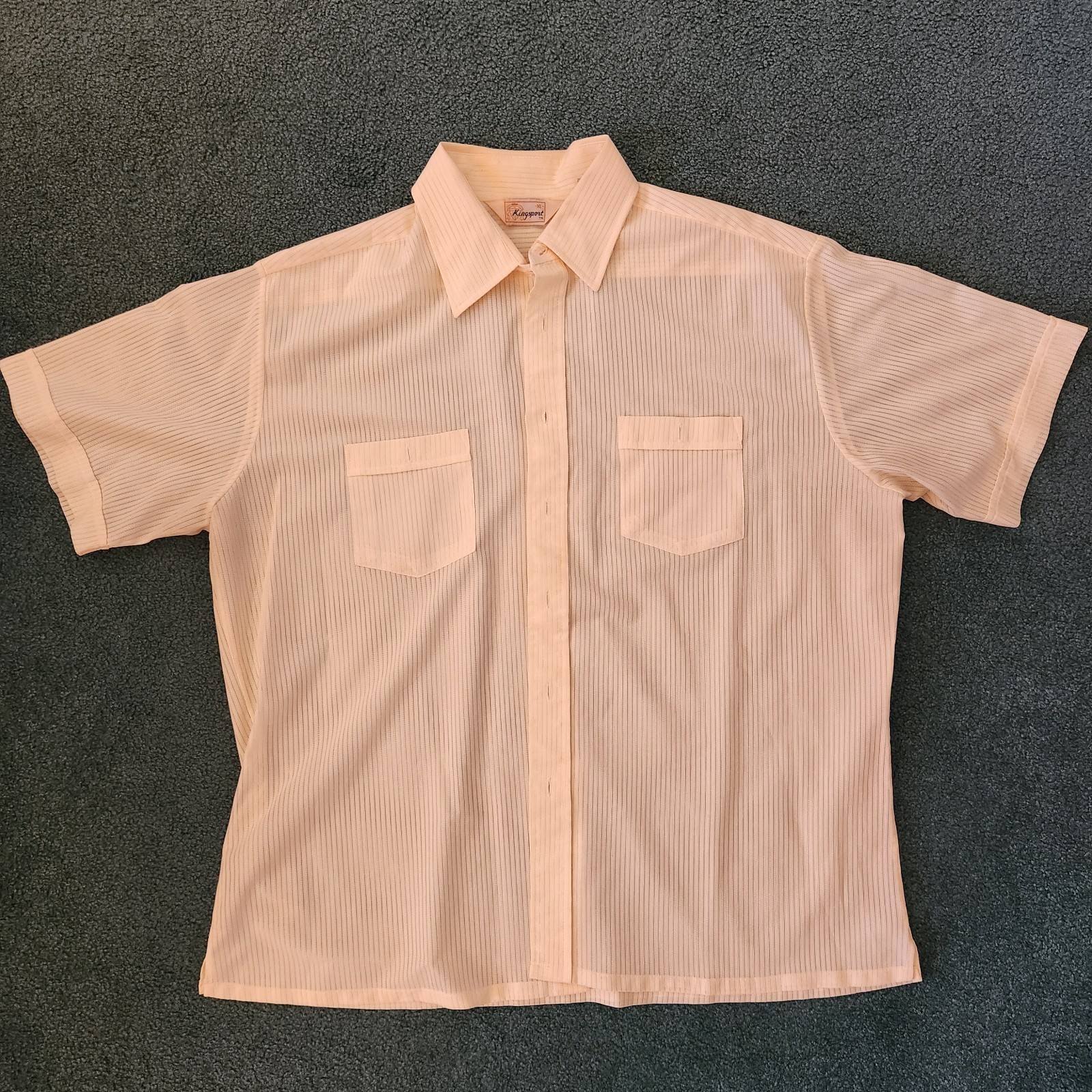Vintage 60s 70s Kingsport Button Up Short Sleeve Shirt Sz XL Yellow