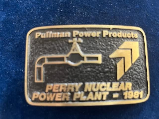 Vtg Perry (Ohio) Nuclear Power Plant/Pullman Products Brass Belt Buckle – 1981
