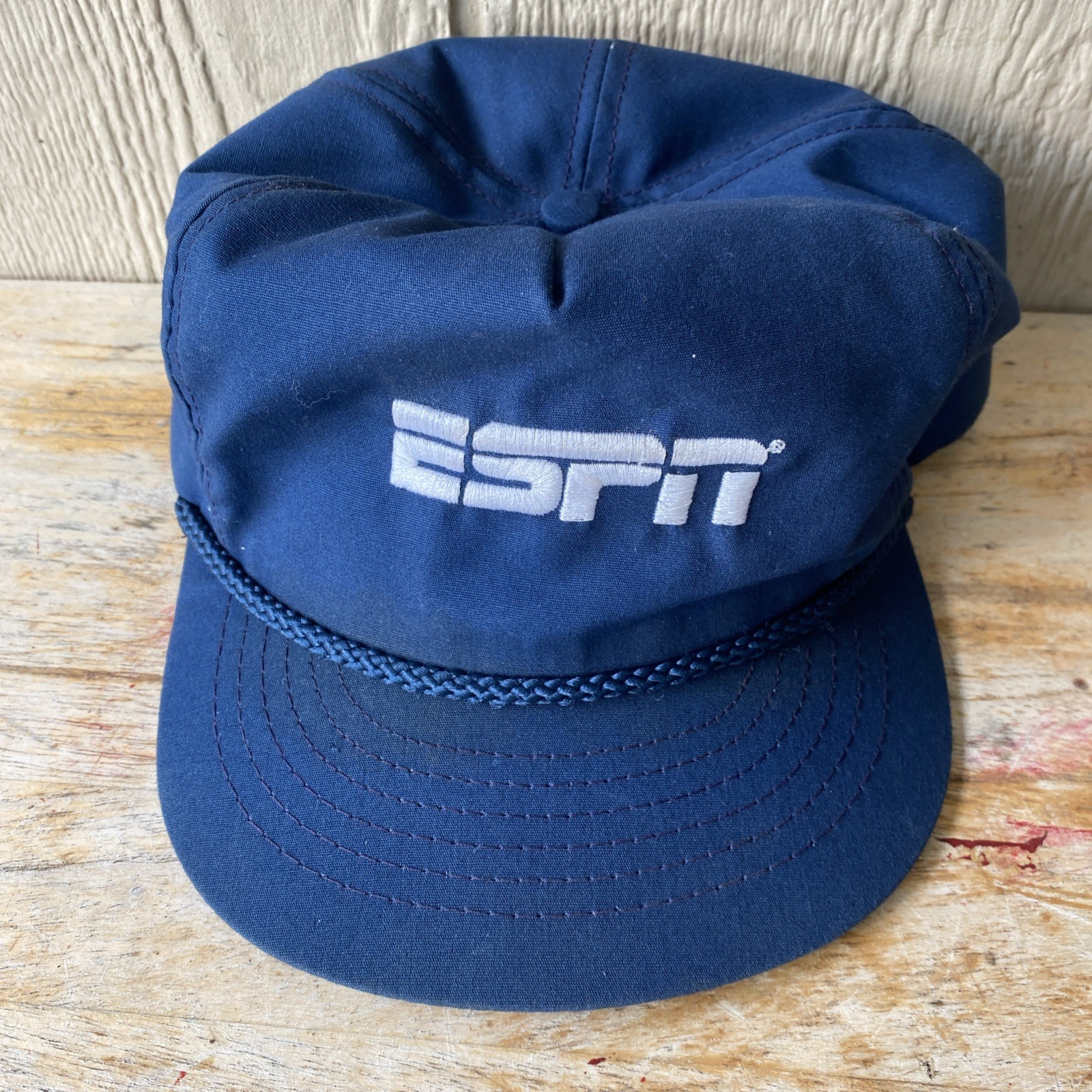 Vtg ESPN Swingster Cap Script Logo Made USA Snap Back Trucker Baseball Hat Rope