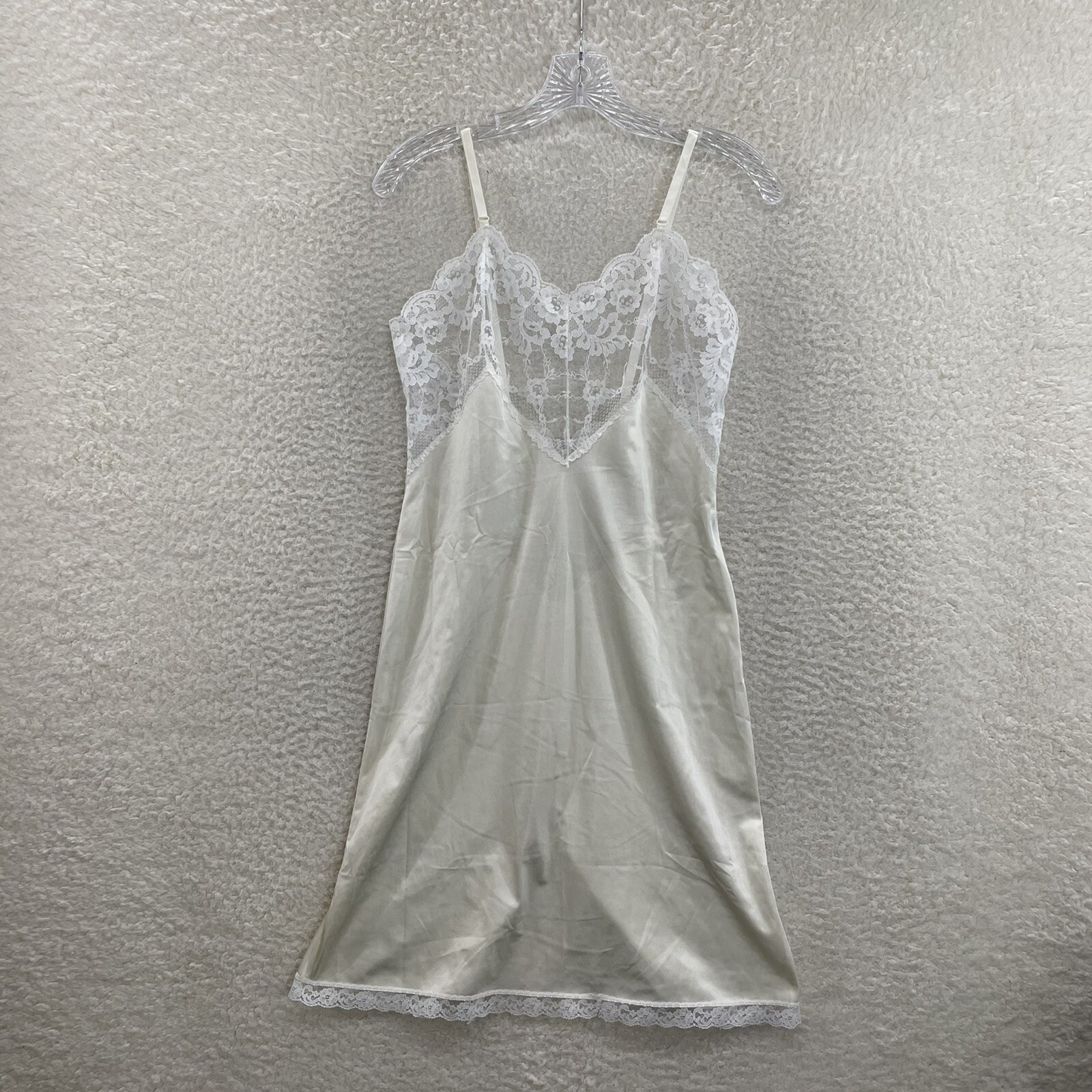 90s Vintage Slip Dress 34 Ivory Cream White Chemise Negligee Victorian Edwardian