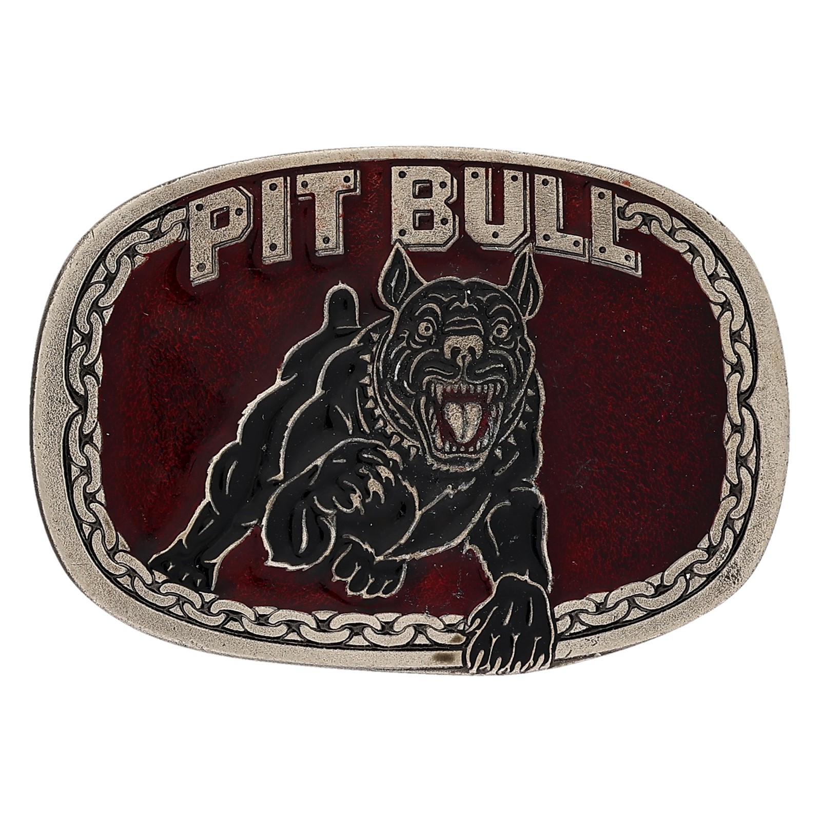 Pit Bull Terrier Dog Vtg Belt Buckle Guard Bully Staffordshire Junkyard Outlaw