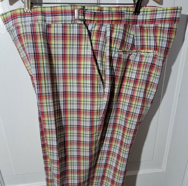 Vintage SporThompson Loud Plaid Colorful Golf Pants Indian Madras 38/33.5 L Long