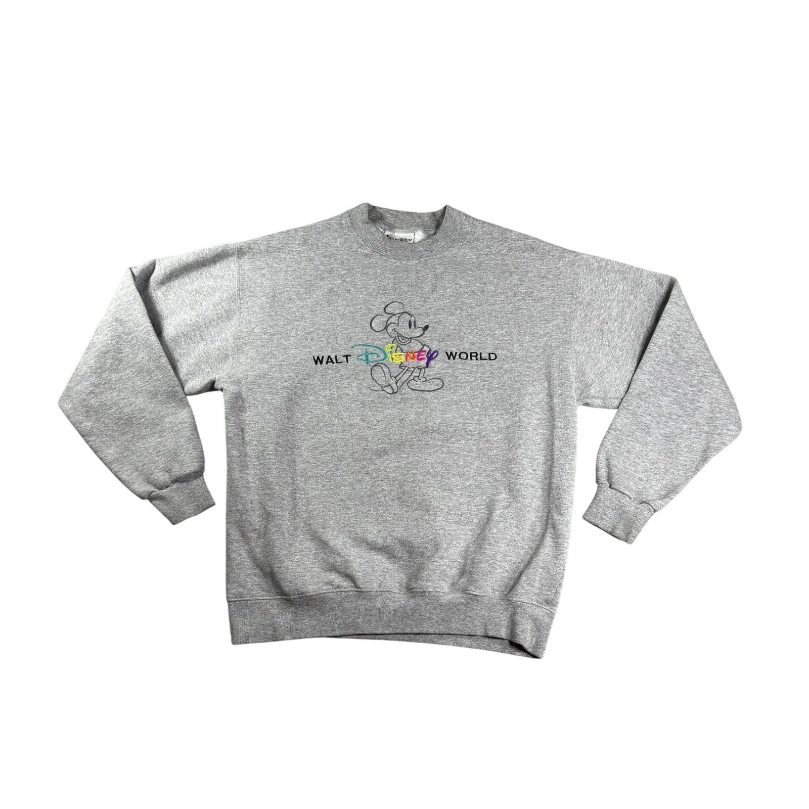 Vintage Walt Disney World Mickey Mouse Sweatshirt Gray Embroidered Pullover XL