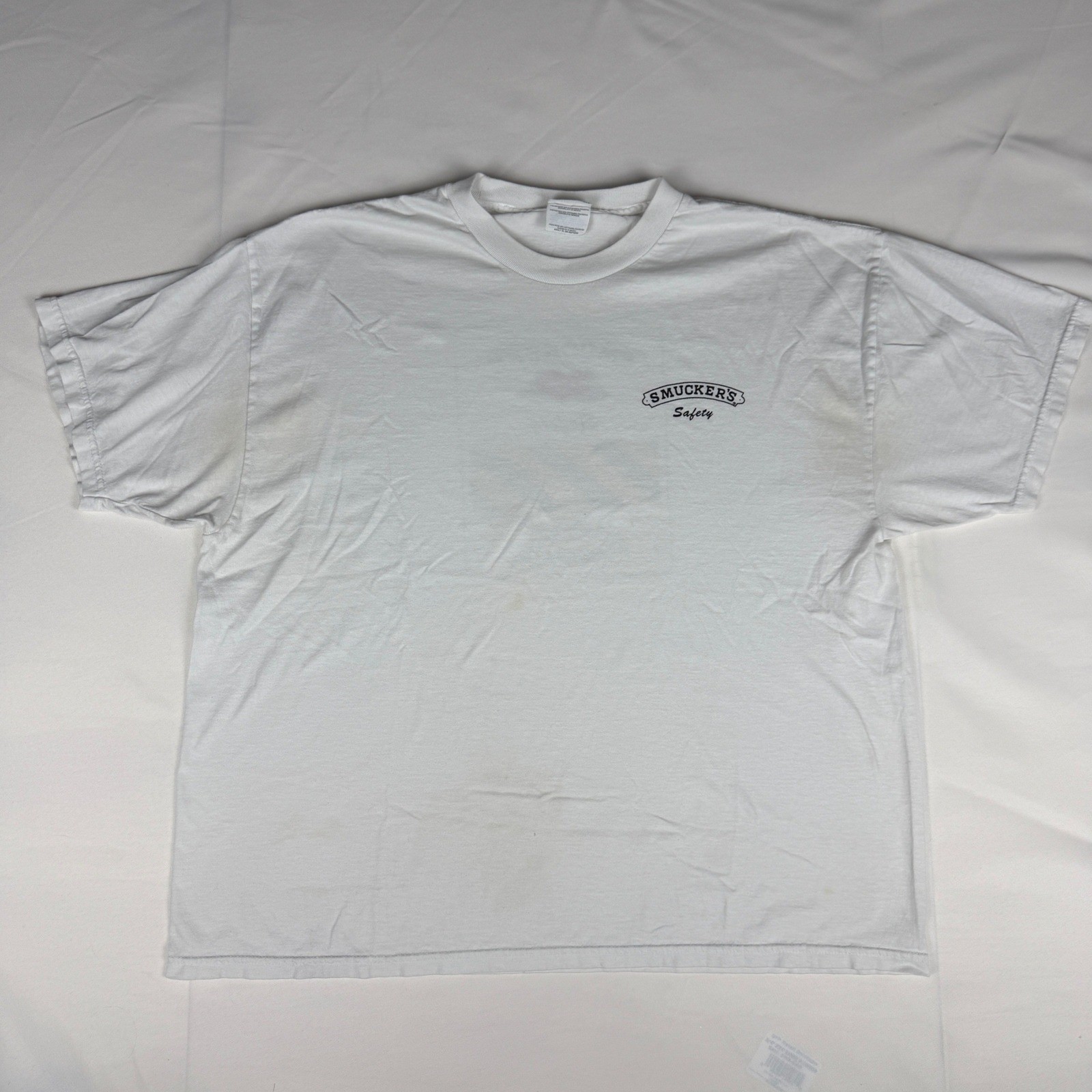 Vintage Hanes Smuckers Safety Shirt Mens XL White Heavyweight 50/50 Graphic Tee