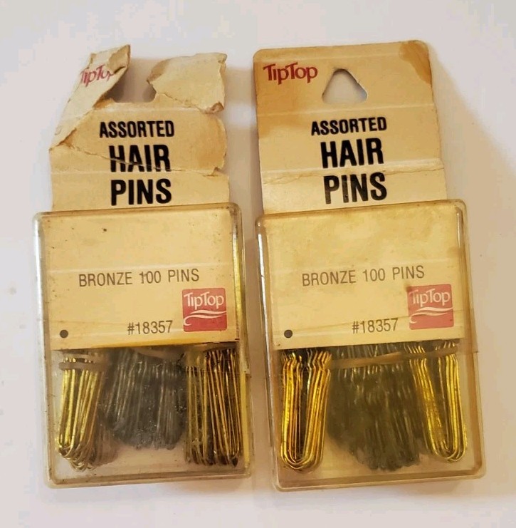 (2) Packs Vintage Bronze Tip-Top Hair Pins Assorted 100 Pins In Each Package