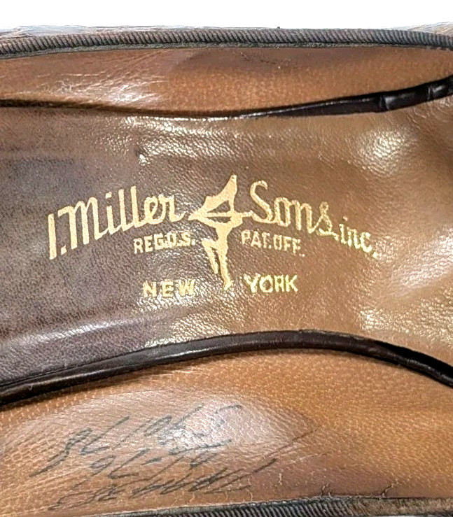 ​Vtg 1940s I Miller Genuine Alligator Peep Toe Slingback Heels Pumps Womens 7AAA