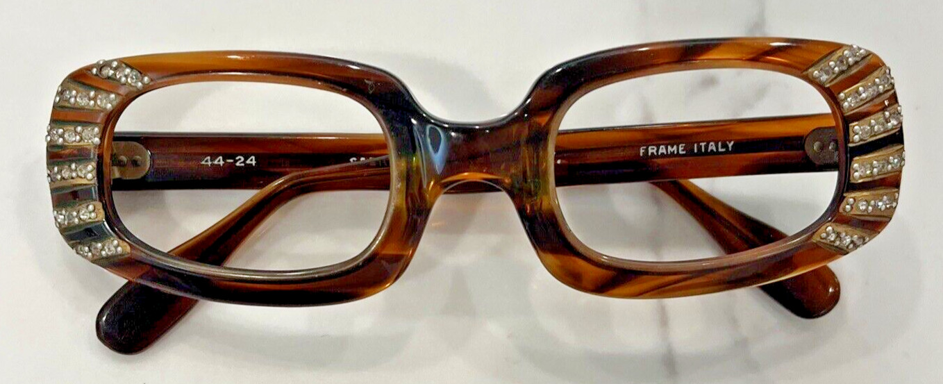 Woman’s Brown Vintage Oval Eyewear 44×24 5.25 temple rhinestones Sabrina Italy
