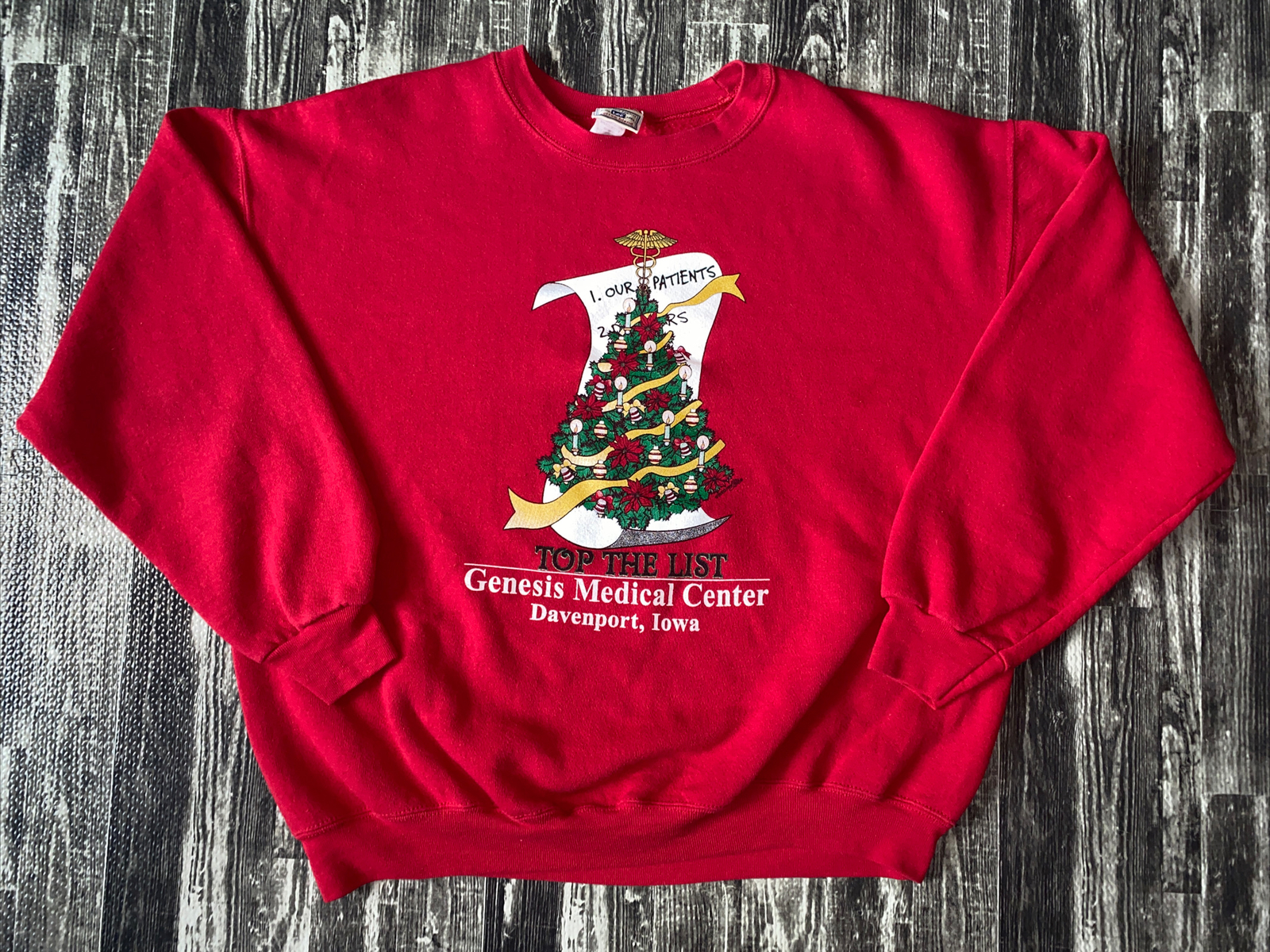 VTG LEE Genesis Medical Center Davenport IA Holiday Crew Neck Sweatshirt sz LG