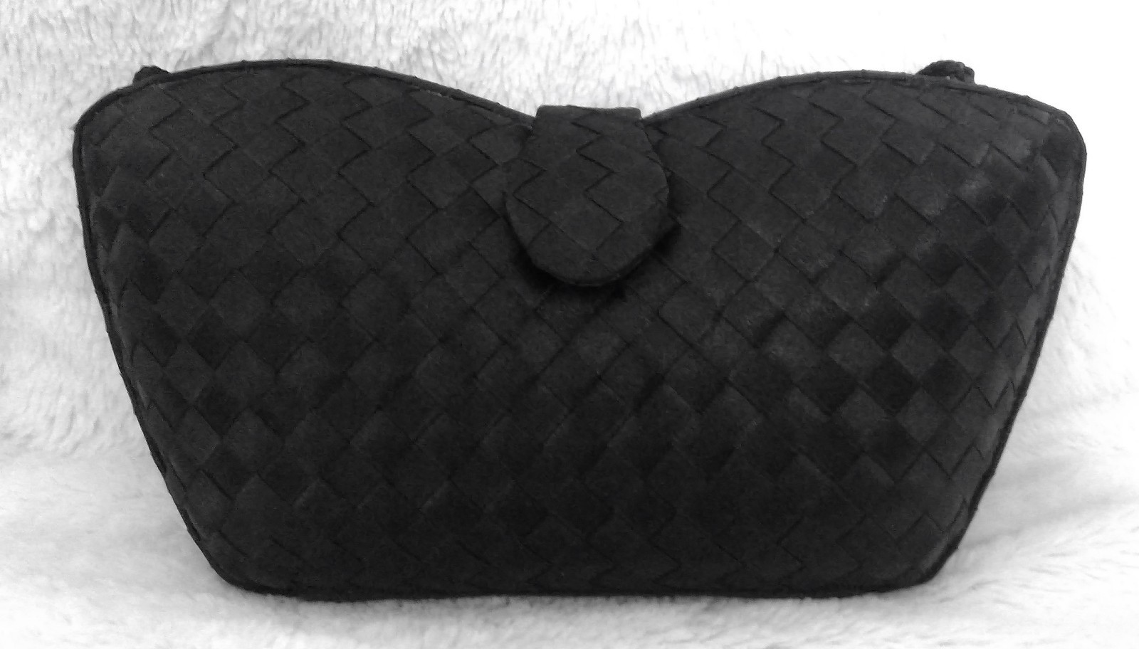 Vintage Whiting and Davis International hard shell woven satin Clutch Purse