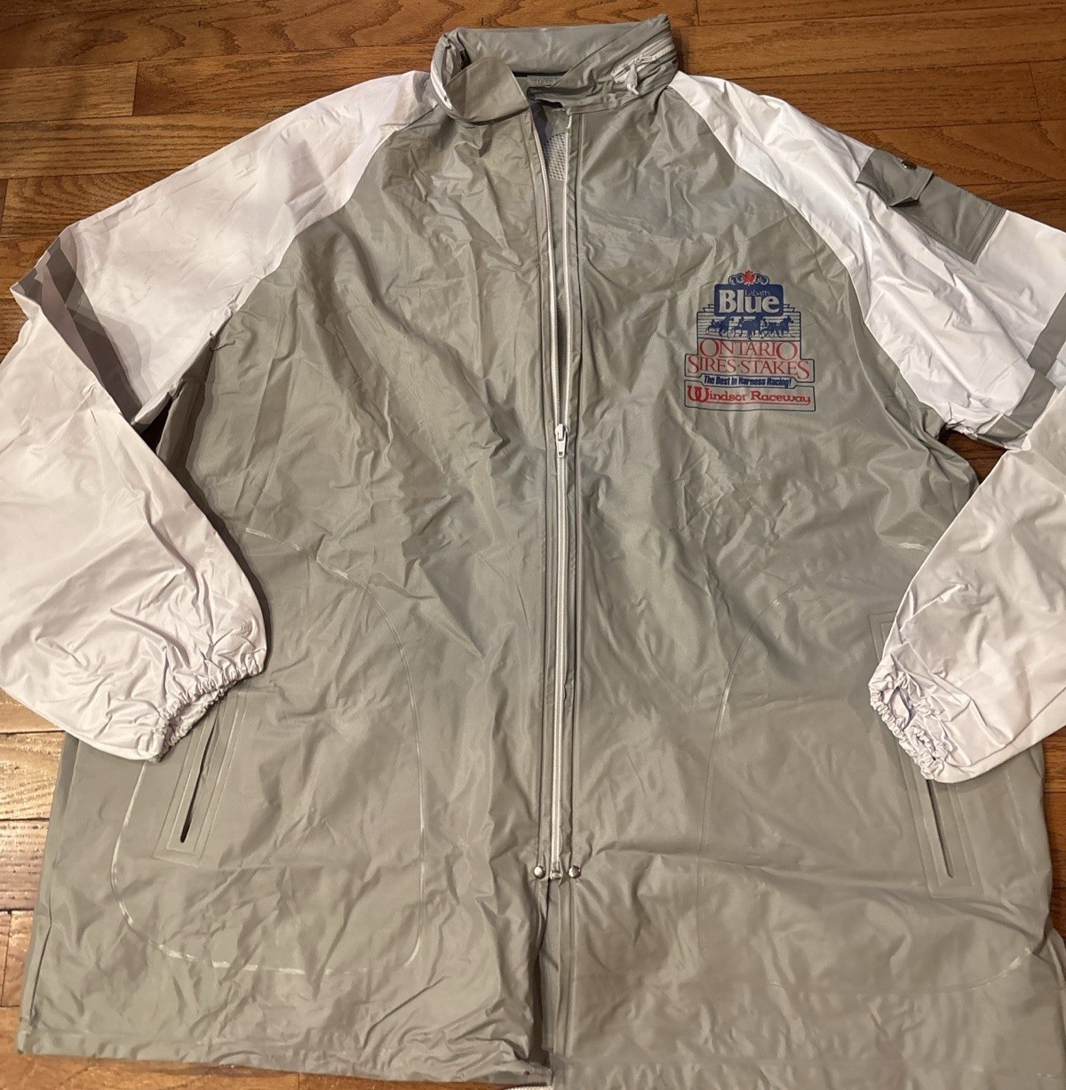 Vintage Labatt Blue Ontario Sires Stakes Jacket Windsor Raceway Rain Windbreaker