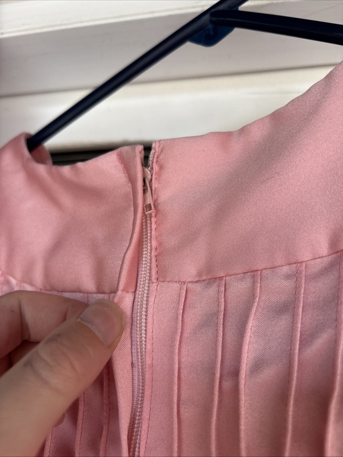 Vintage Handmade Satin Pink Tea Party Dress Size Small/Medium Made In USA