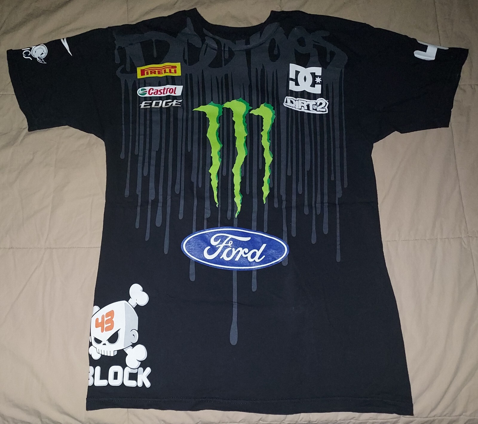 VTG KEN BLOCK DC SHOES MONSTER ENERGY FORD BLACK T SHIRT MEDIUM Y2K RACING #43