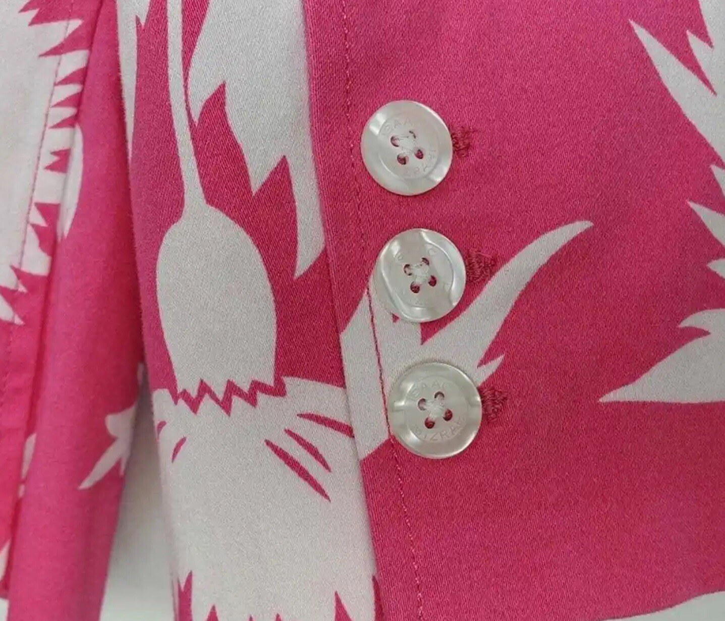 70’s Style Blazer Hot Pink and White Hawaiian Floral Womens Size Large