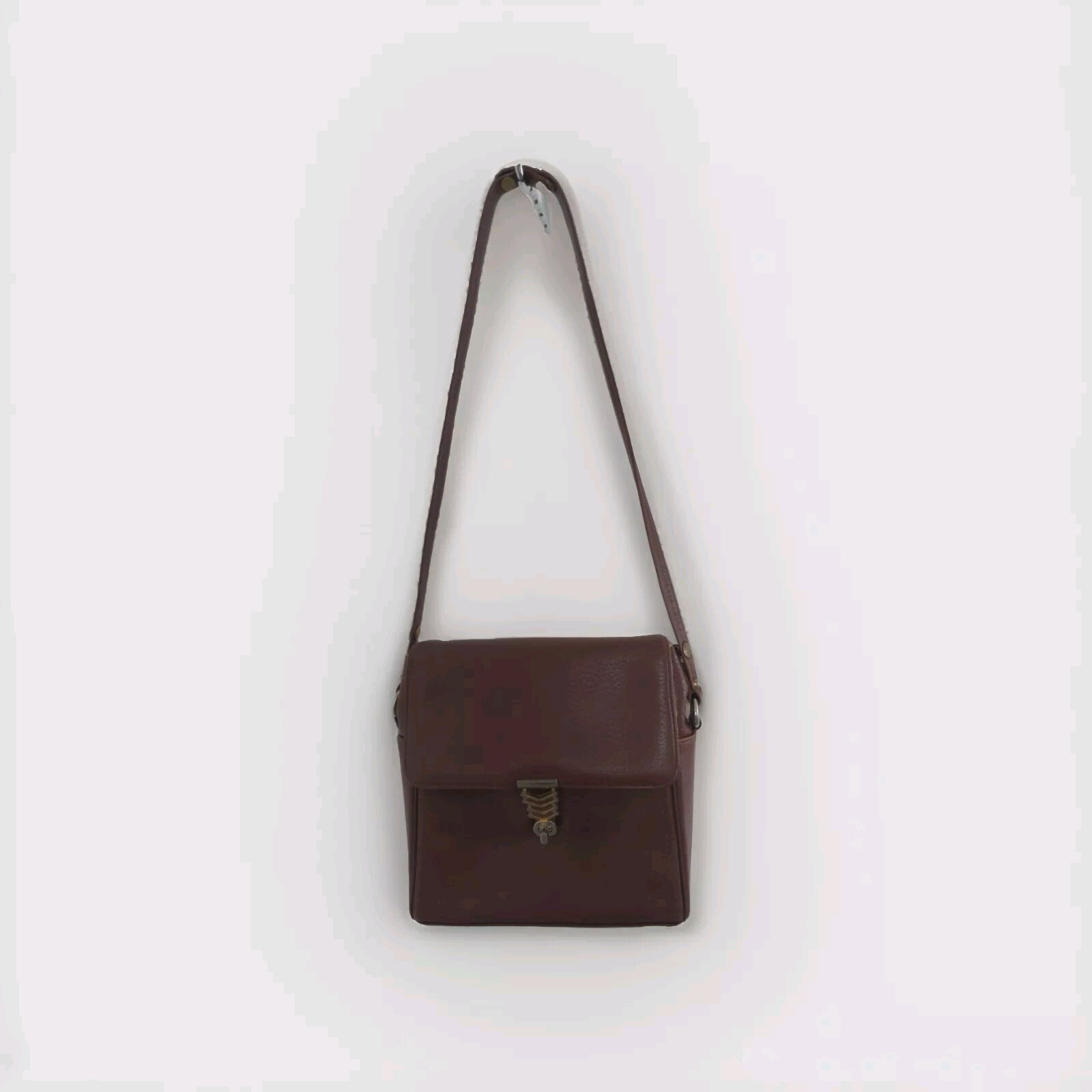 Zenith Vintage Handmade Envelope Purse Shoulderbag Brown Leather Gold Hardware