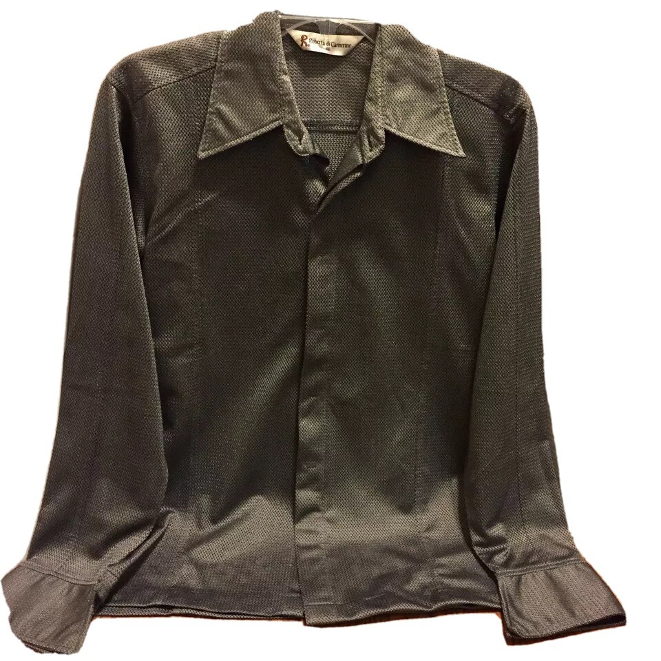 Roberta Di Camerino Vintage Blouse Shirt Top Italian Designer Silver Mesh EUR 46