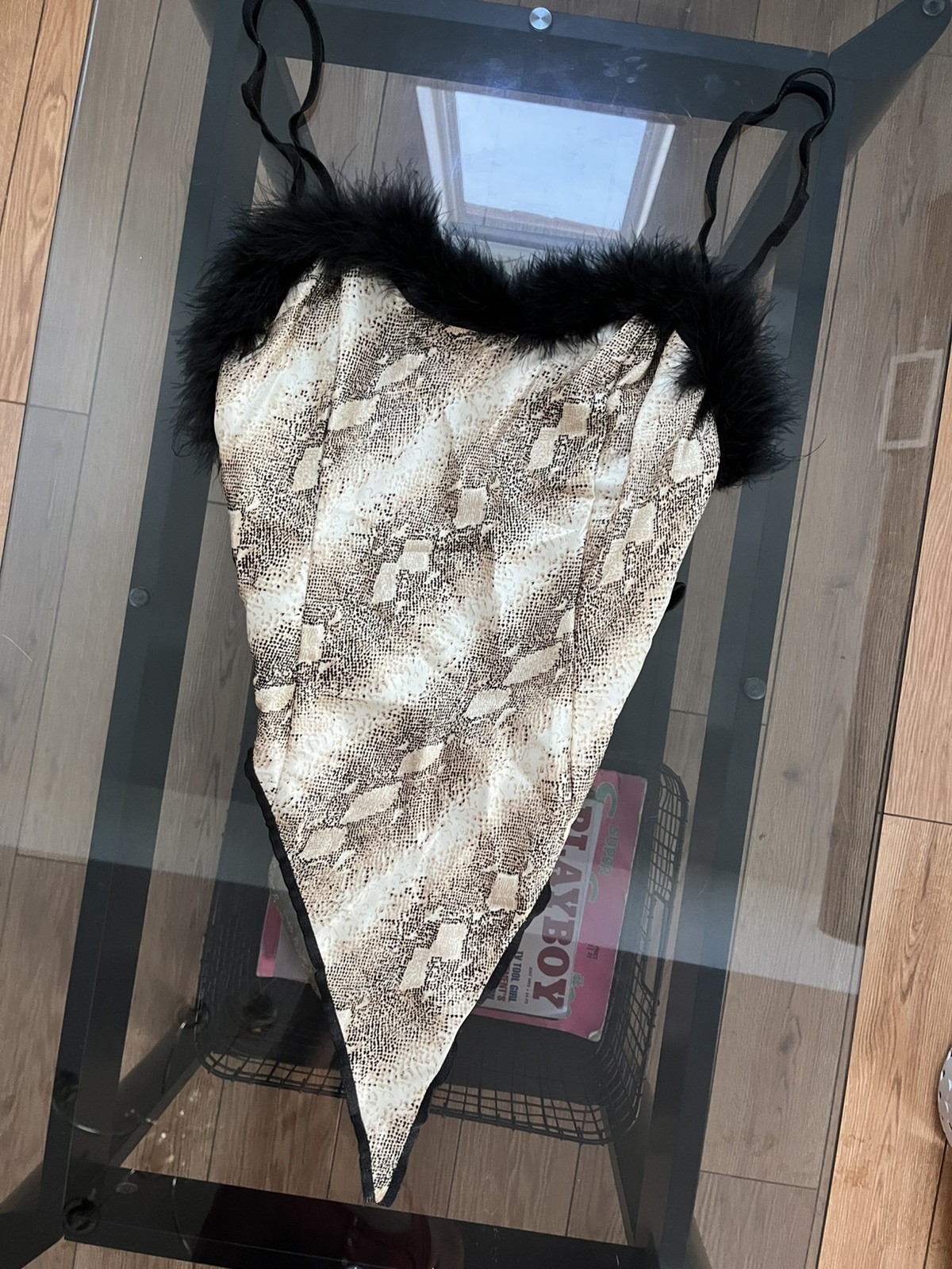 VTG Seductive Wear by Cinema Etoile Thong Bodysuit | Snakeskin + Black | Sz: L