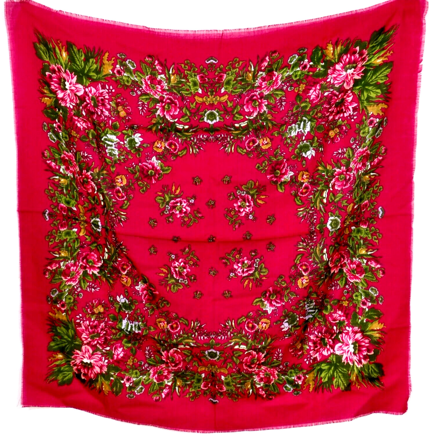 Vintage Japan I Shalom Rich Red Soft Natural Acrylic 30 square Scarf Unused