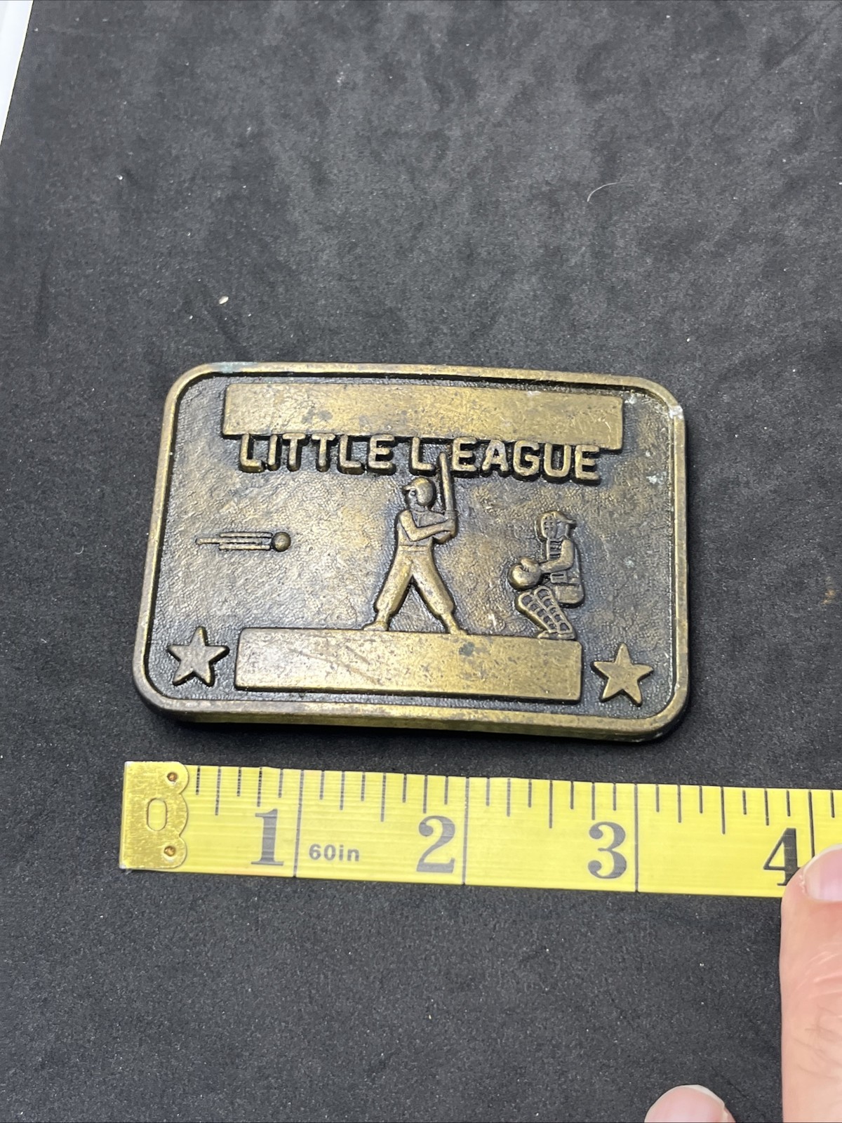VINTAGE 1970s **LITTLE LEAGUE BASEBALL** BELT BUCKLE Brass