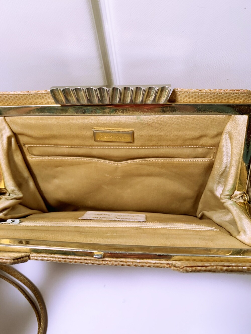 VINTAGE JUDITH LEIBER SNAKESKIN LEATHER HANDBAG CLUTCH WITH STRAP ACCESSORY