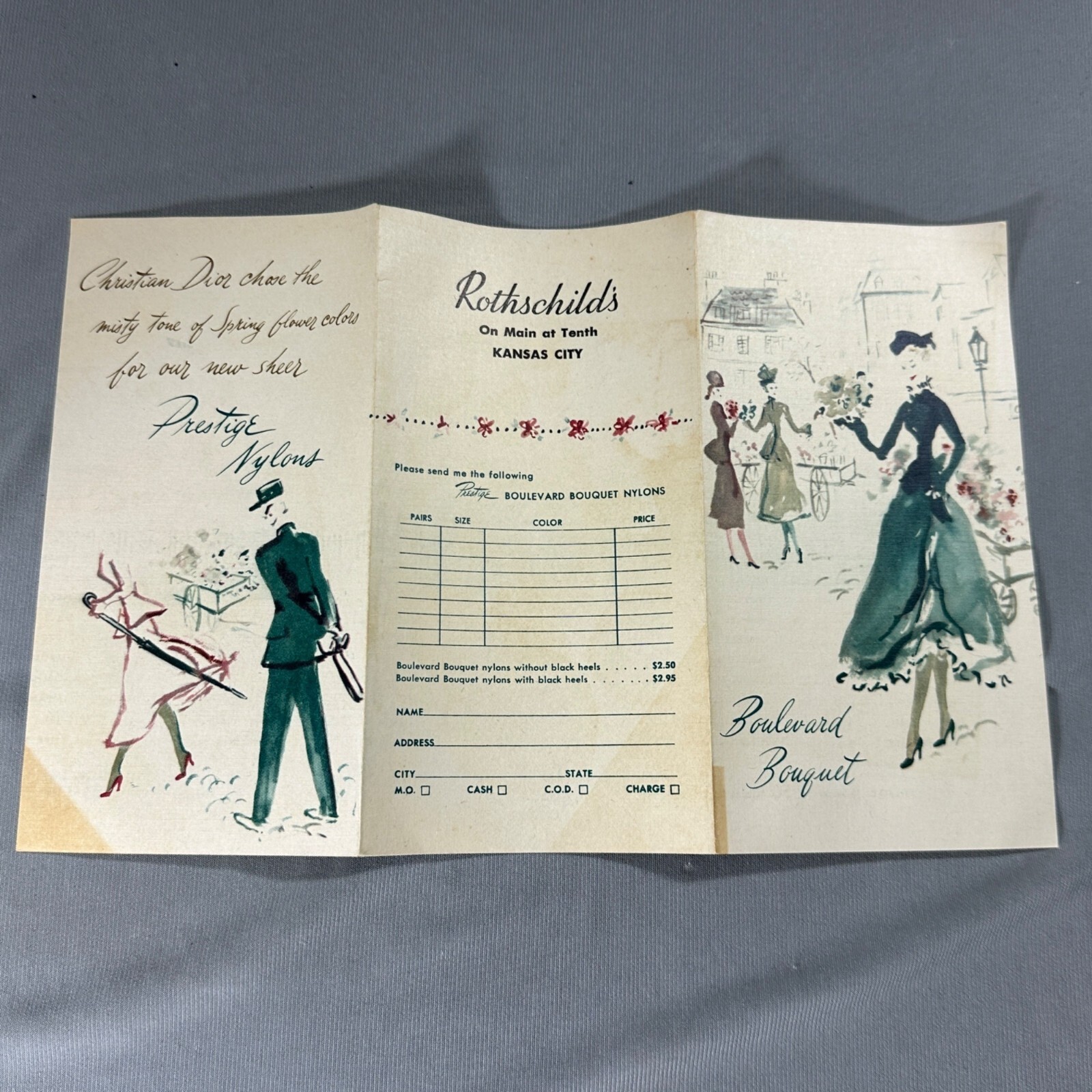 Vintage Order Brochure Prestige Boulevard Bouquet Nylons Rothchilds KCMO