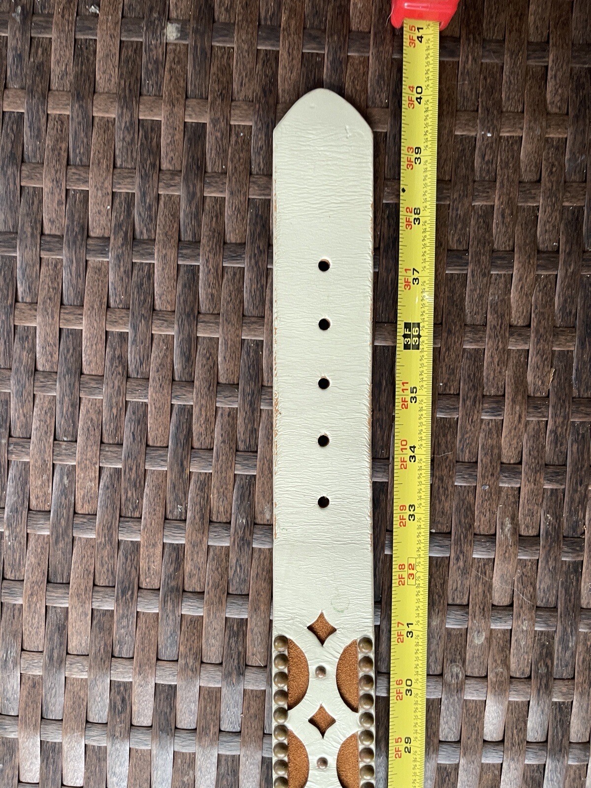 S M Upcycled Leather And Suede Belt Cream Brown By Nyovee 32