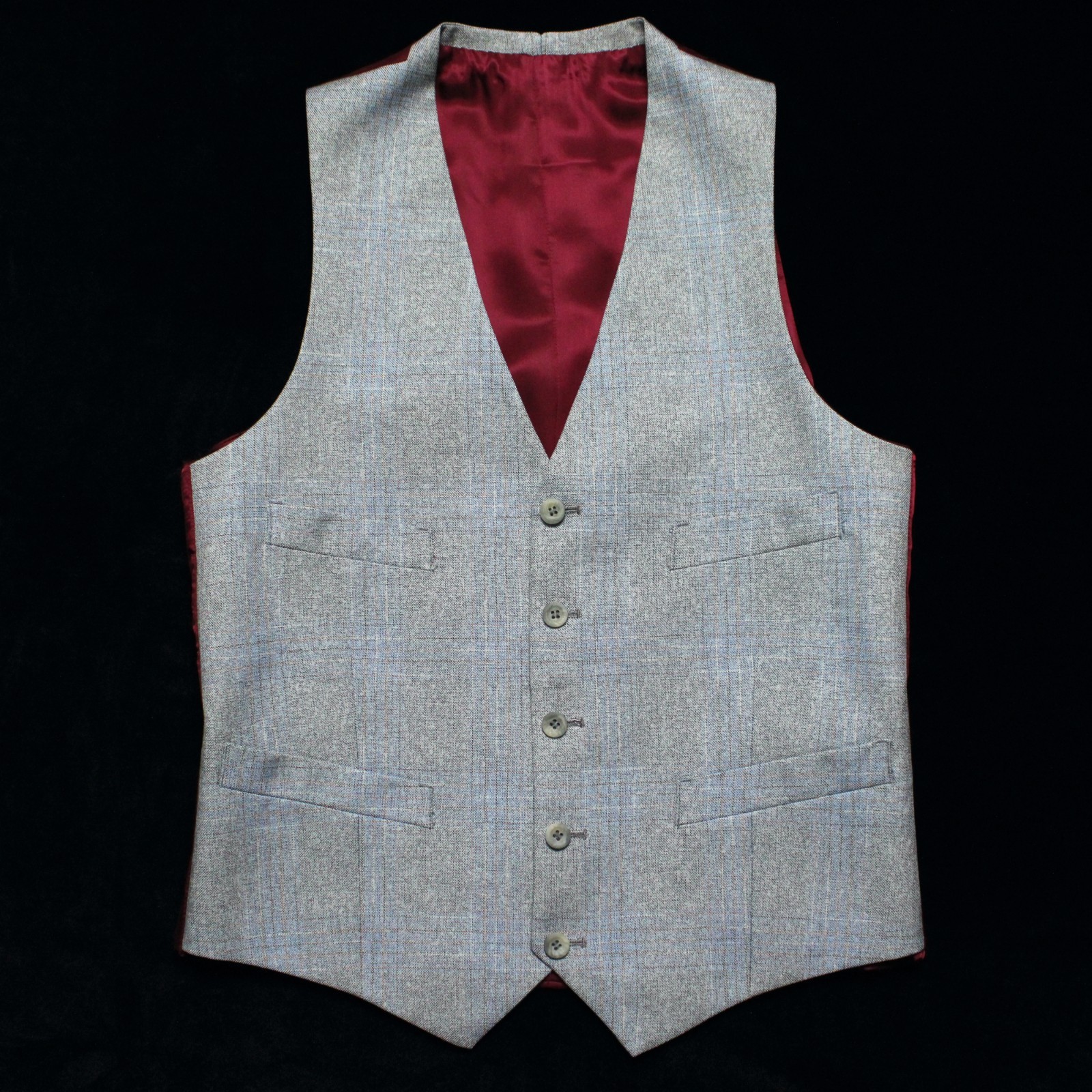 Near Mint Vintage 1970s Light Blue Plaid 3-Piece Suit w/ Vest from Greene’s 37L
