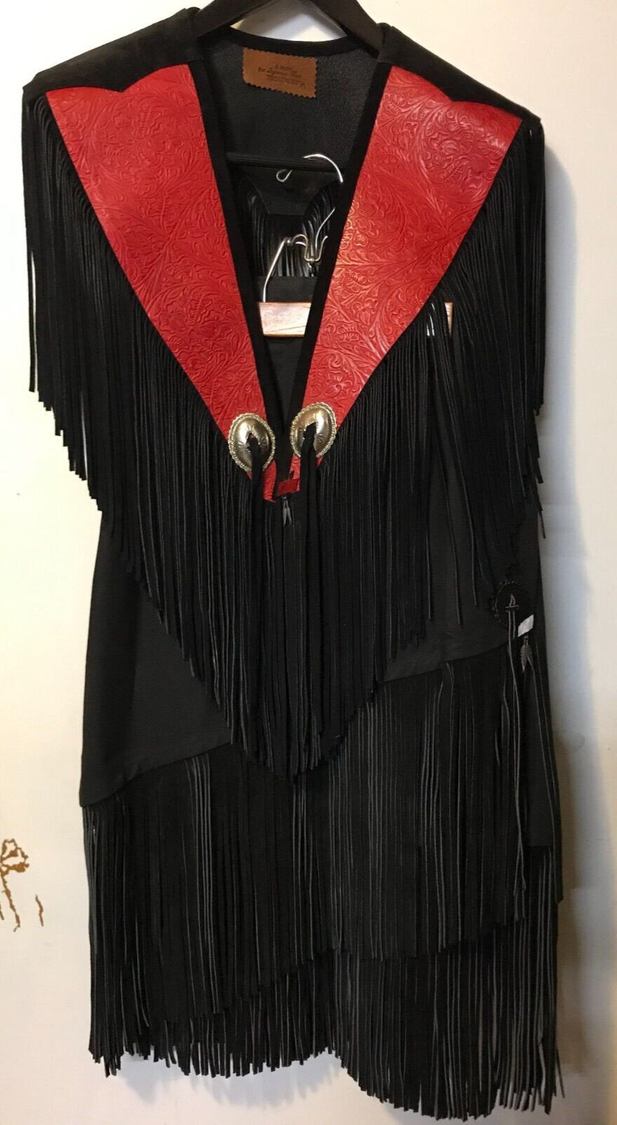 Designer S. Hyde Leather Poncho Shawl/Vest &Fringe Skirt Vtg Cowgirl, Dallas TX