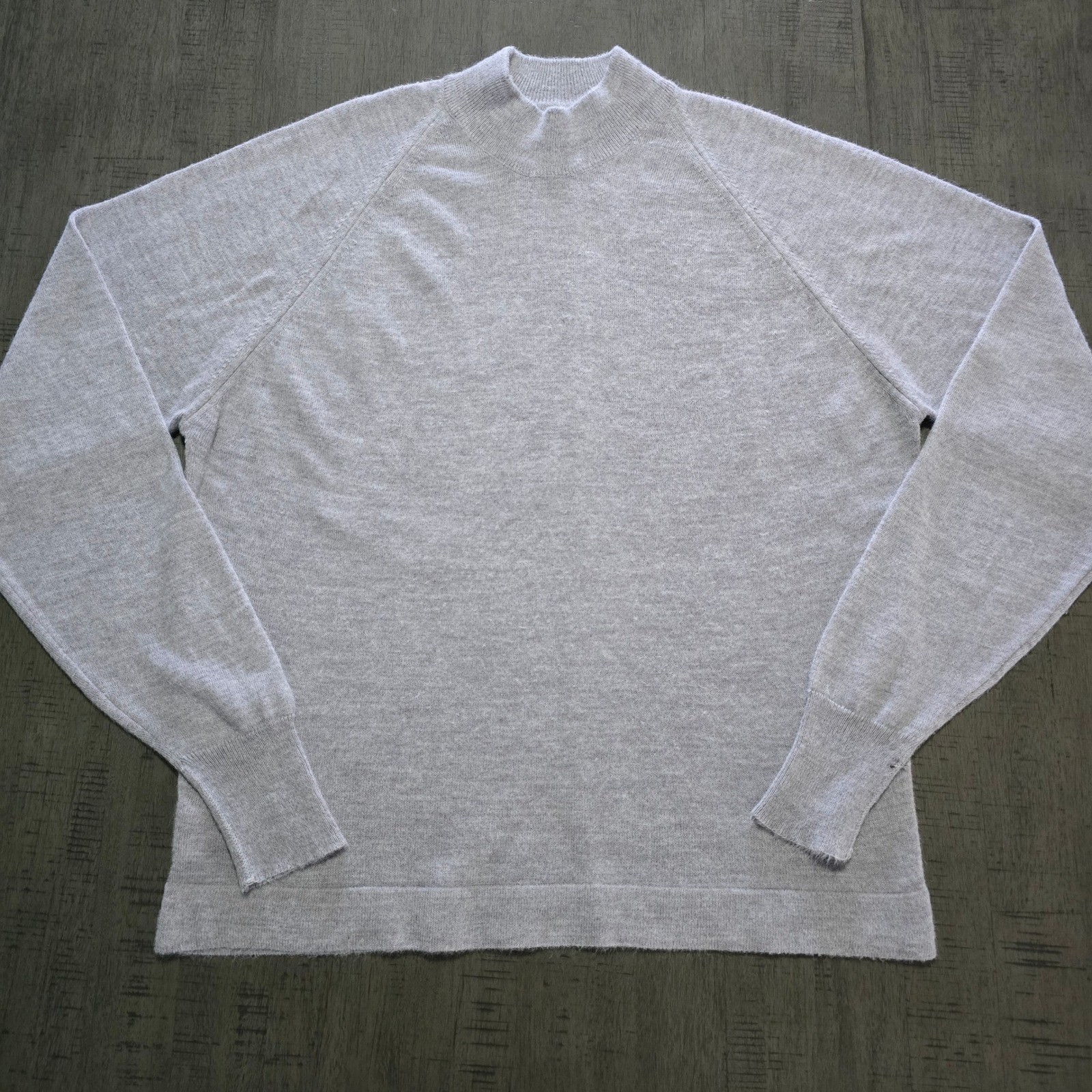 Vintage Made in USA Men’s Soft Lightweight Knit Sweater Raglan Mock Neck Gray L