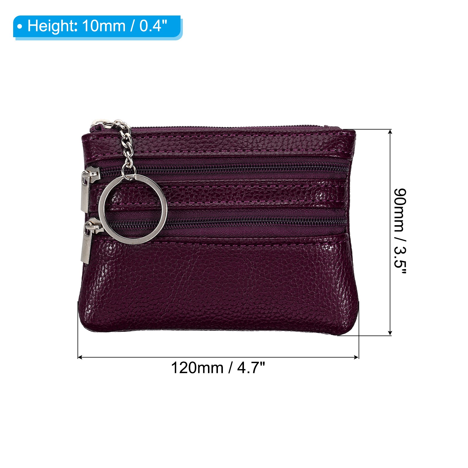 4.7″ x 3.5″ Coin Purse Pouch Leather Change Purses, Dark Purple