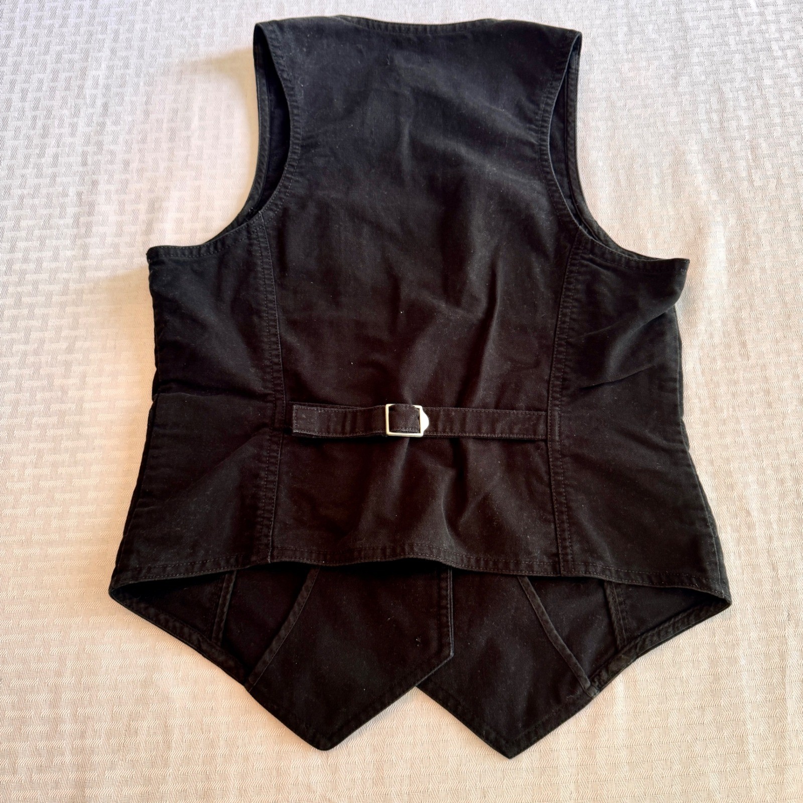 Old Navy Vintage Y2K Black Cotton Tailored Waistcoat Vest Cinch Back Medium 2006