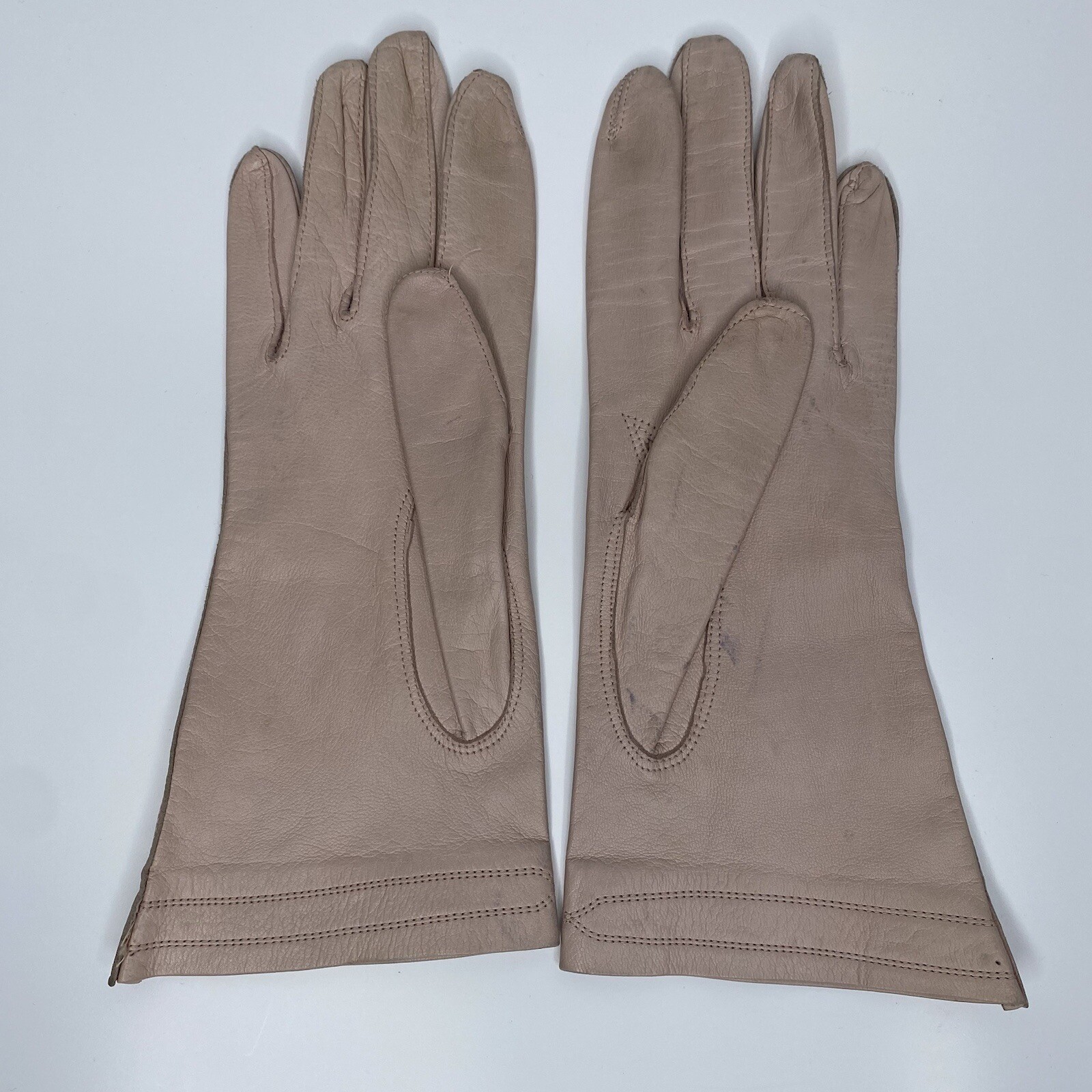 Sakowitz Bros Vintage Kid Leather Womens Ladies Pink Sz 6.25 Classic Gloves