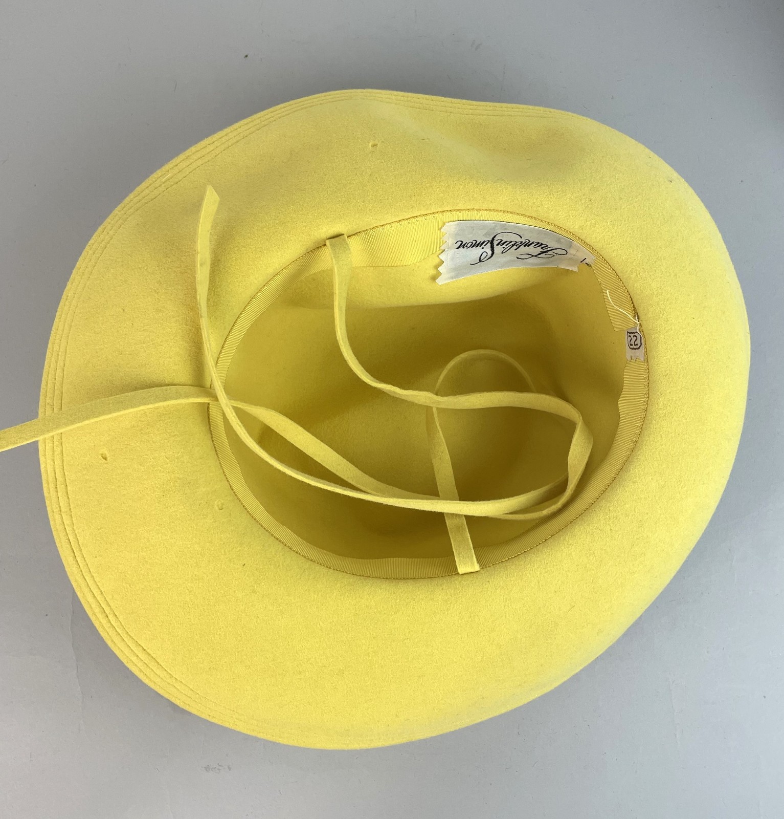 Vintage 60s Yellow wool felt Franklin Simon Fedora Hat 22 – Damage